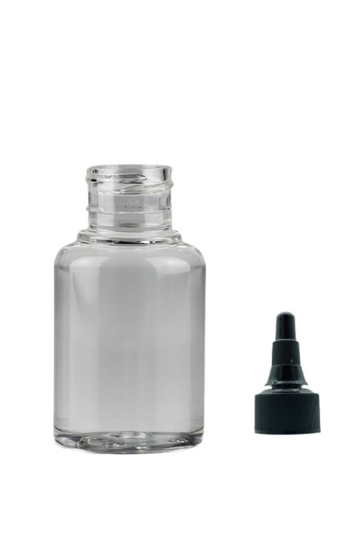 ZYLAN AMBALAJ 30ml şeffaf plastik asansör kapaklı şişe, 12 adet, serum şişesi, tonik şişesi, asansör kapaklı şişe,