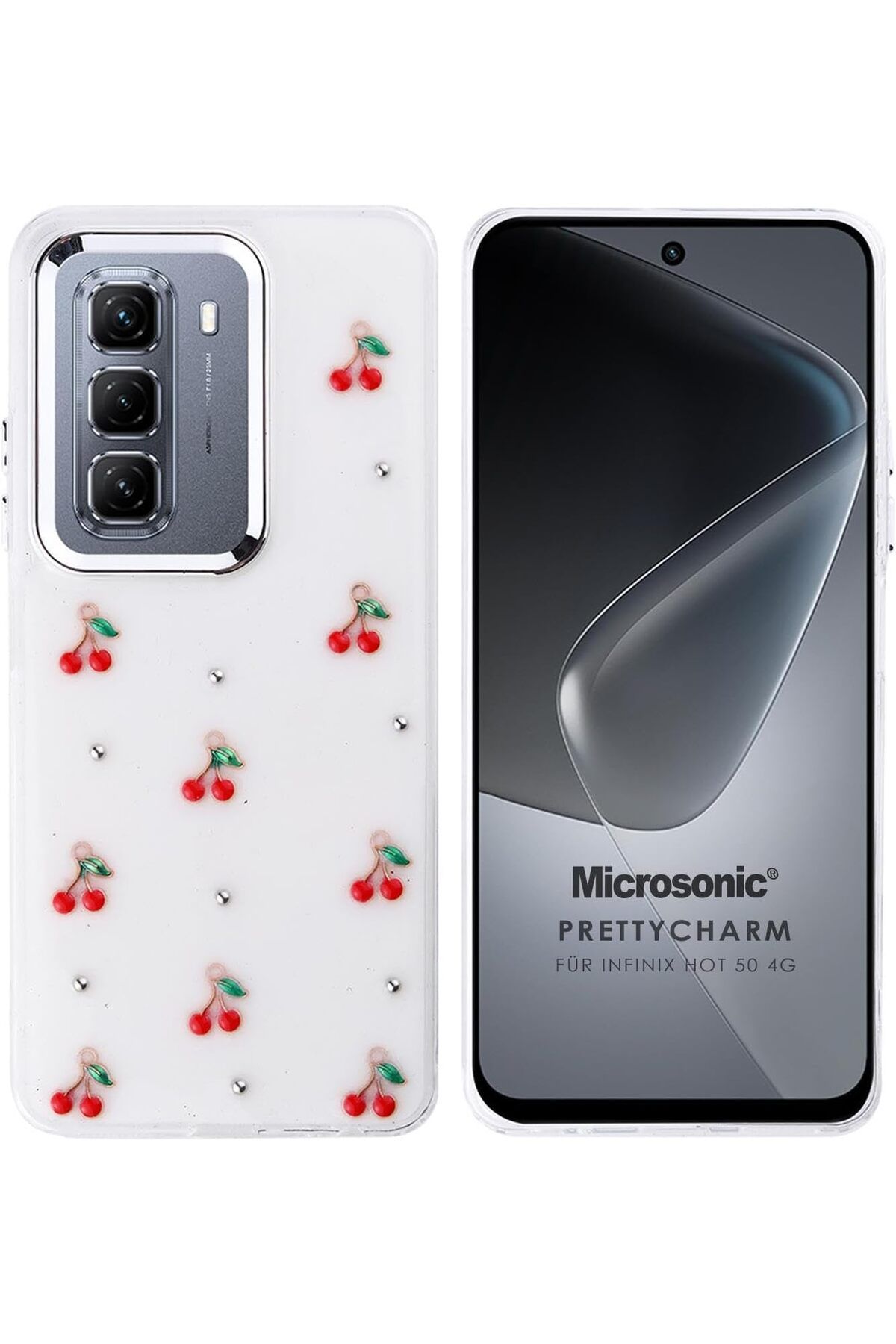 KDROĞLU KDROGLU Infinix Hot 50 4G Kılıf PrettyCharm Cherry [Hot 40i ile Uyumlu Kılıf - Kırmızı] New D