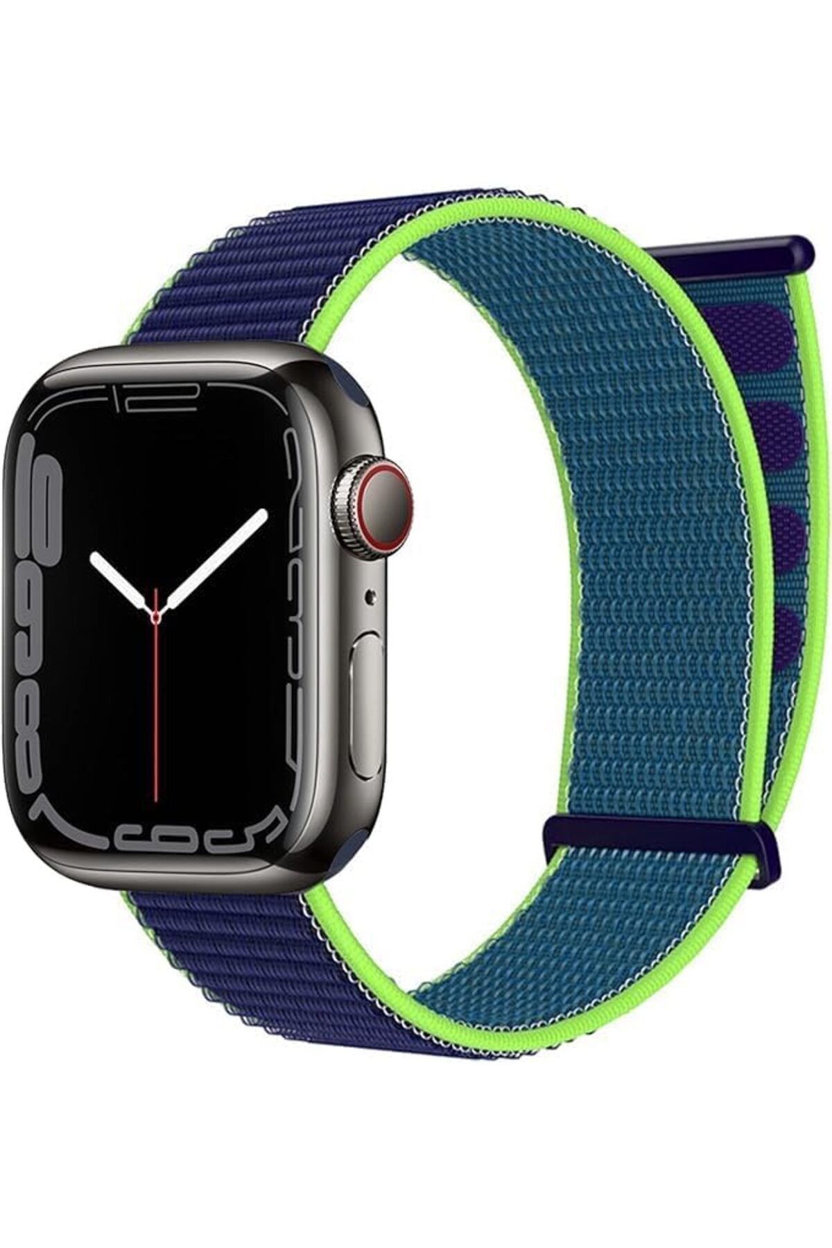 KDROĞLU KDROGLU Watch ile Uyumlu Hasır Örme Loop Kumaş Kordon (38-40-41, Lacivert-Yeşil) New Desing 1109