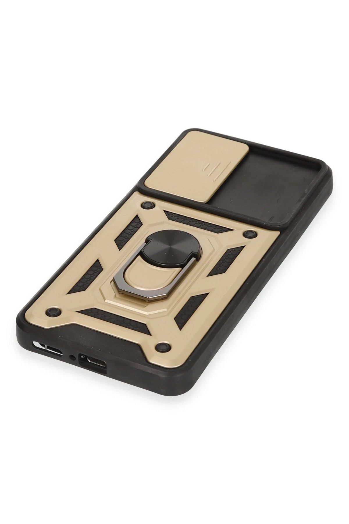 NewFace Xiaomi Mi 12T Pro Kılıf Pars Lens Yüzüklü Silikon - Gold BSTMY