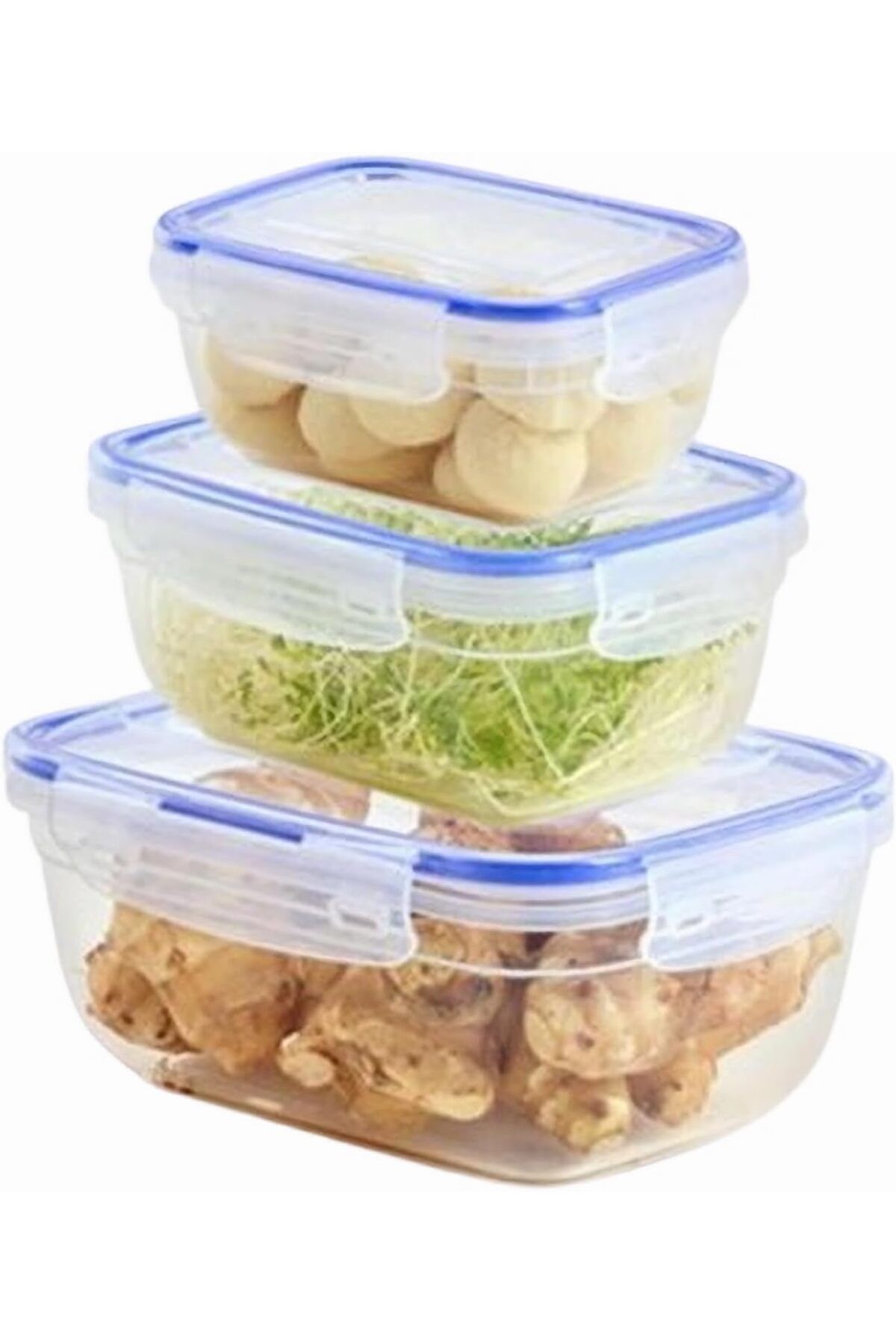 STOREMAX bystoreby & Fresh 3'lü Saklama Kabı Seti (400-800-1400 ml) - Hava Geçirmez, 4 Kilitli, Silikon Co