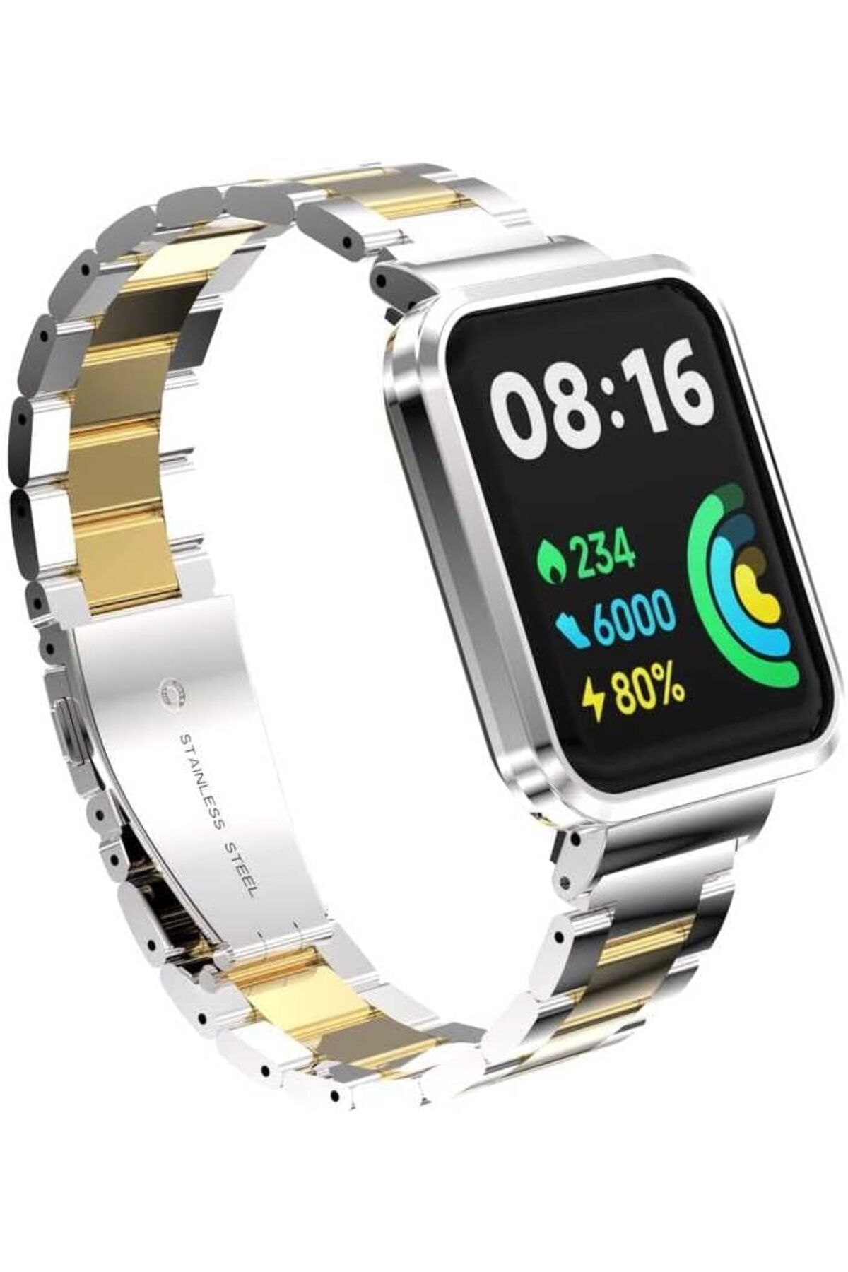 yenibagshop Xiaomi İle Uyumlu Redmi Watch 2 Lite KRD-60 Metal Kordon Gümüş-Gold