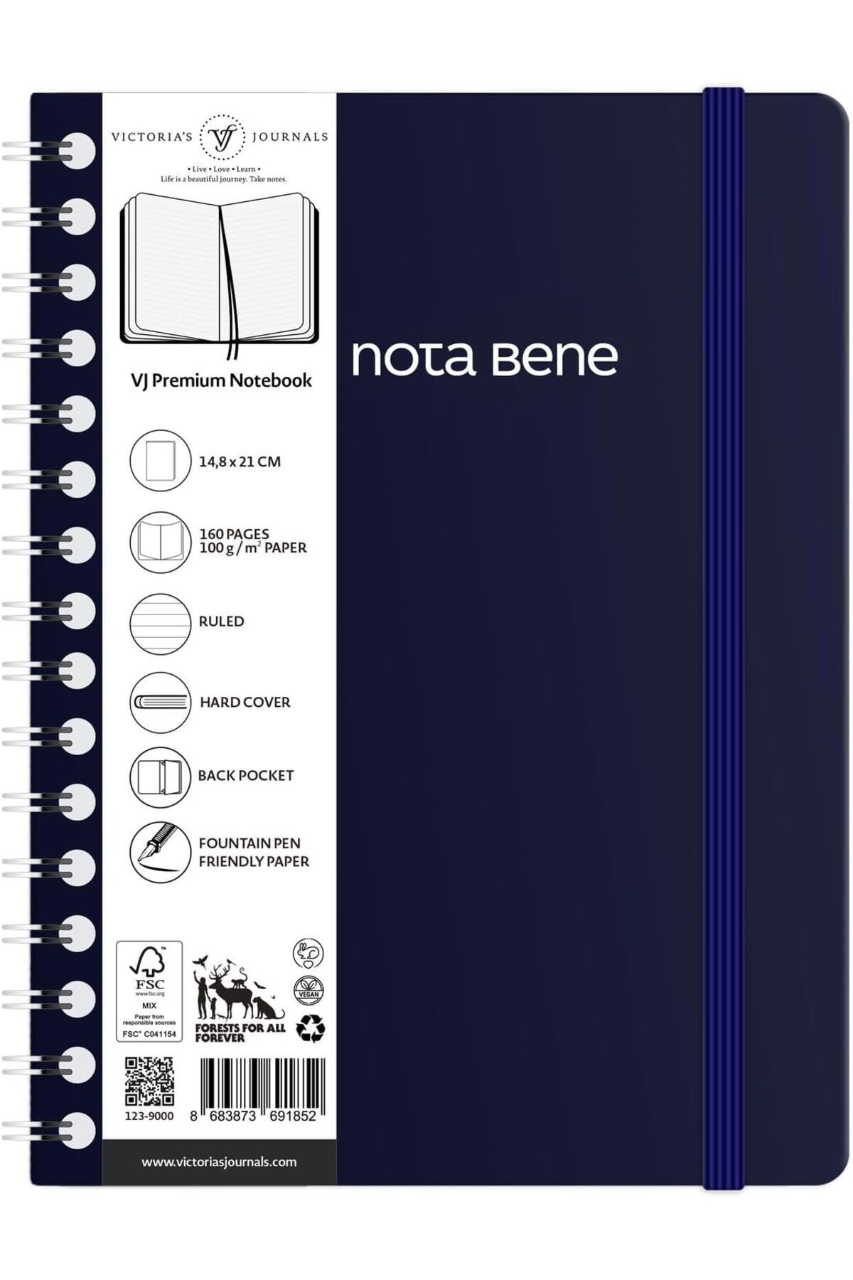 KDROĞLU KDROGLU Bene Spiralli Premium Sert Kapak Defter, 14.8x21 cm, Çizgili New Desing 1109836