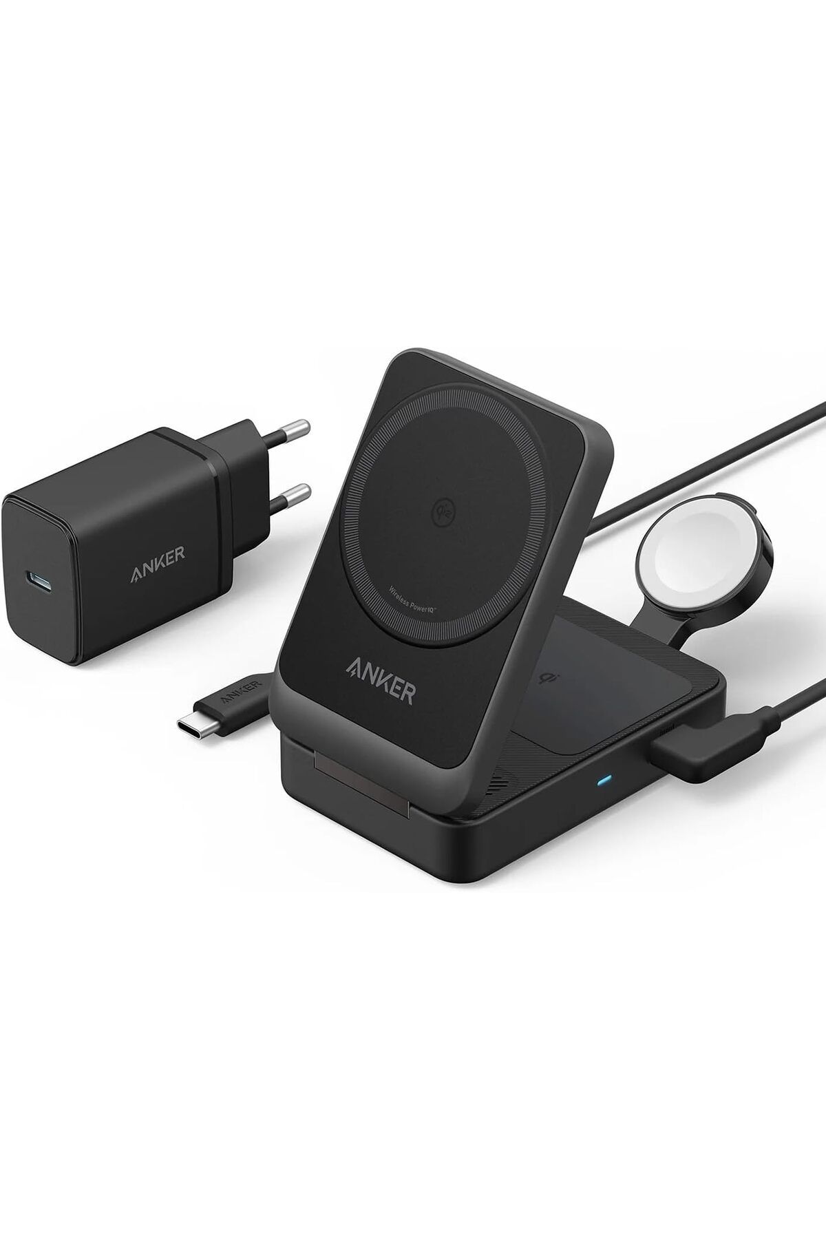 STOREMAX PrStorex 3'ü 1 Arada Şarj İstasyonu, Qi2 Sertifikalı 15W MagSafe Uyumlu Kablosuz Şarj Standı,