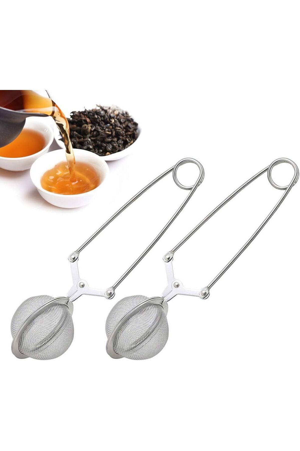 mazıdağı mazzıdağ 2 Paket Paslanmaz Çelik Gevşek Yaprak Çay Demliği Saplı Örgü Süzgeç Topu new sto