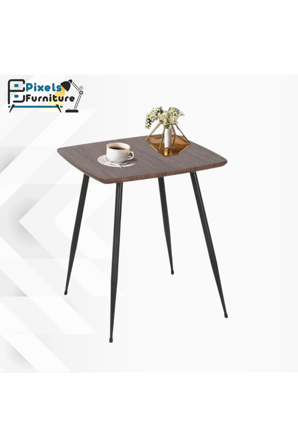 PixelsFurniture-مجموعة 2 طاولة جانبية من بكسل الأثاث مربعة للأريكة والسرير، طاولة بقواعد معدنية 2