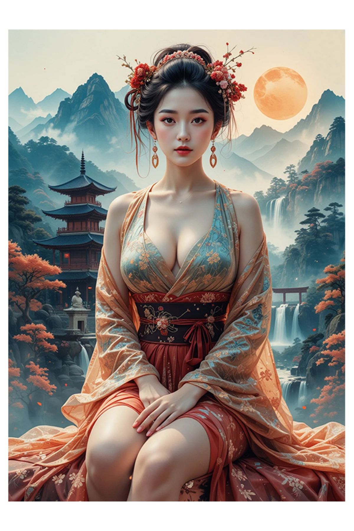 Bedeko Güzel Japon Kadın Mdf Tablo