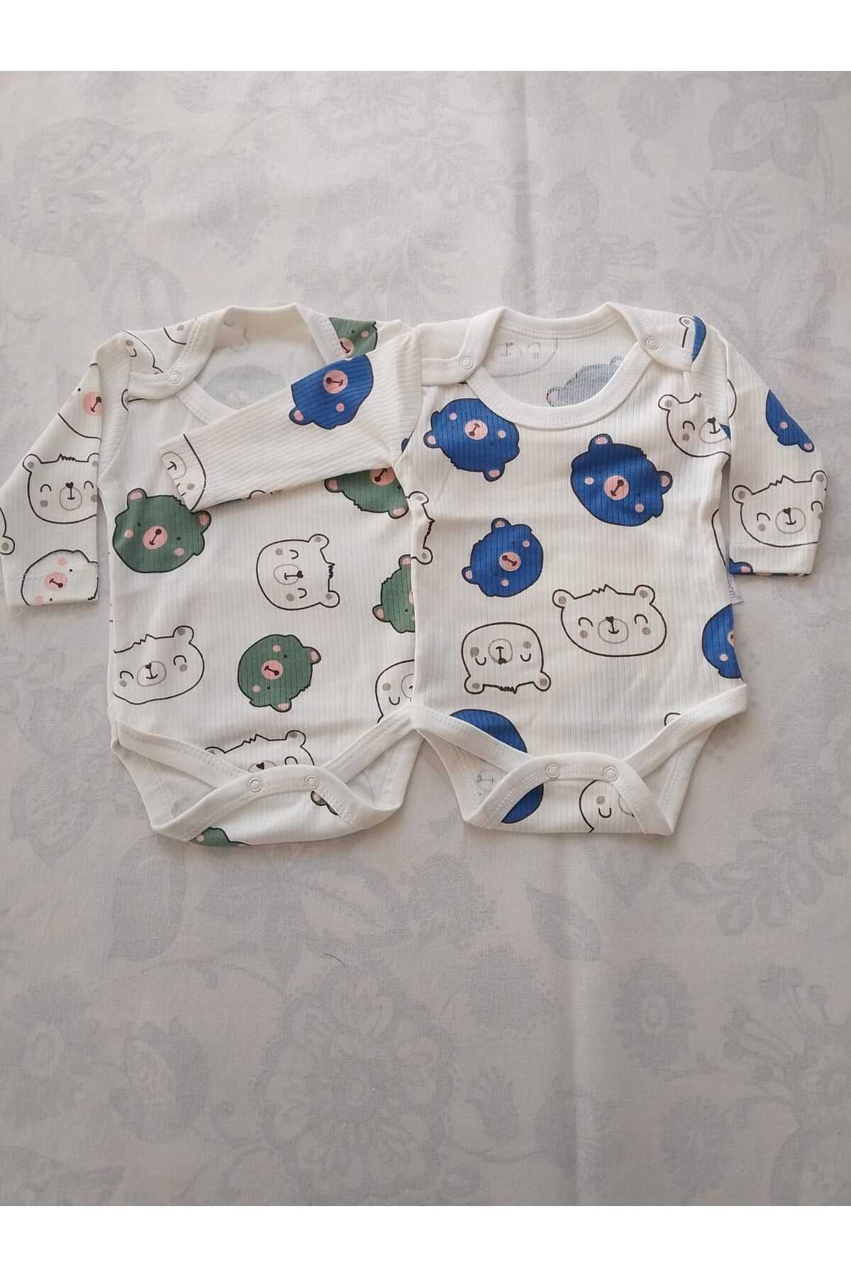 Nayinom 2'li Ayıcık Baskılı Çıtçıtlı Bebek Zıbın