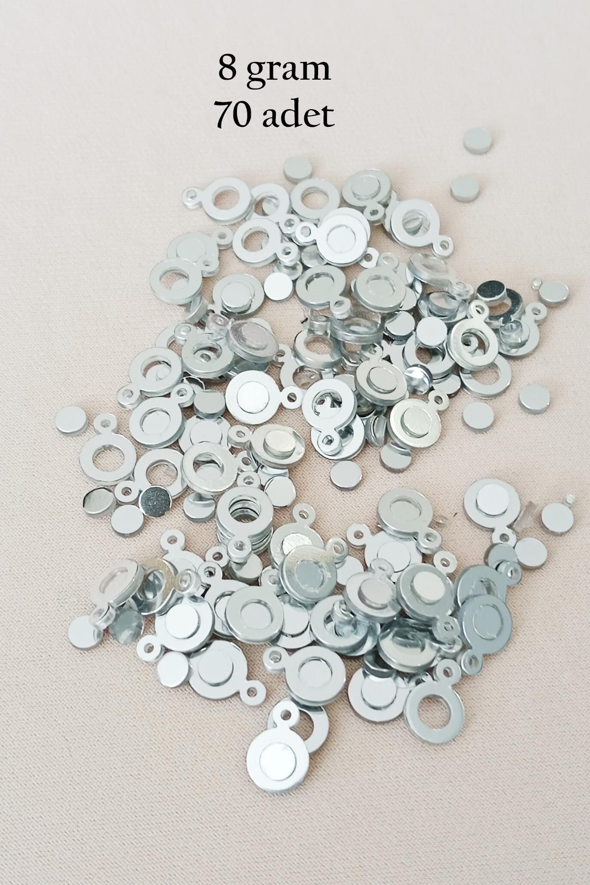 MBB ETİCARET Oya Abiye Bileklik Kolye Pleksi Metalik Plastik Pul Gümüş Renk 8 gram 70 adet - BNC510
