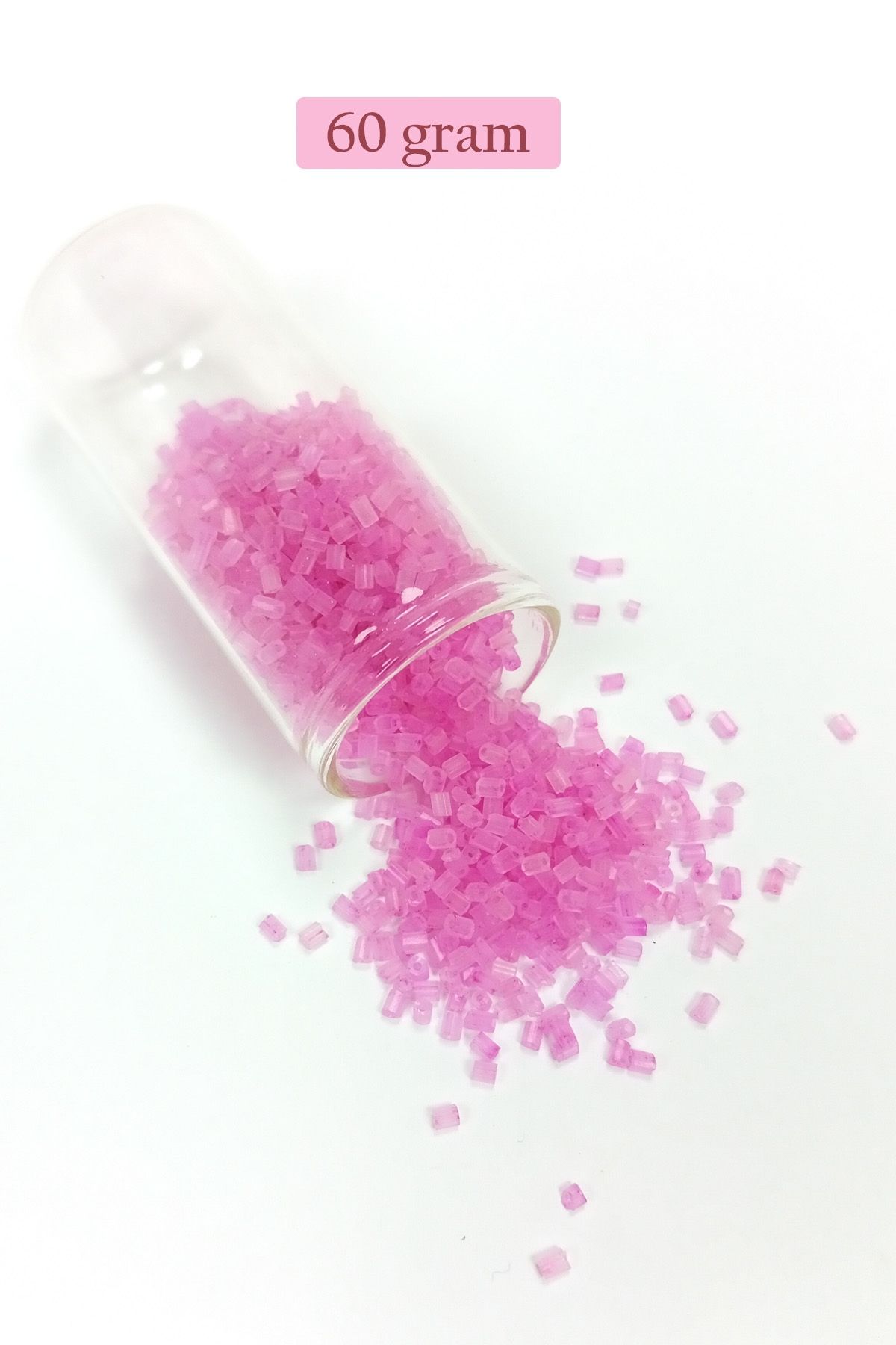 MBB ETİCARET Kesme Cam Boncuk 2mm - 60 Gram - Şeffaf Mat Pembe - BNC377
