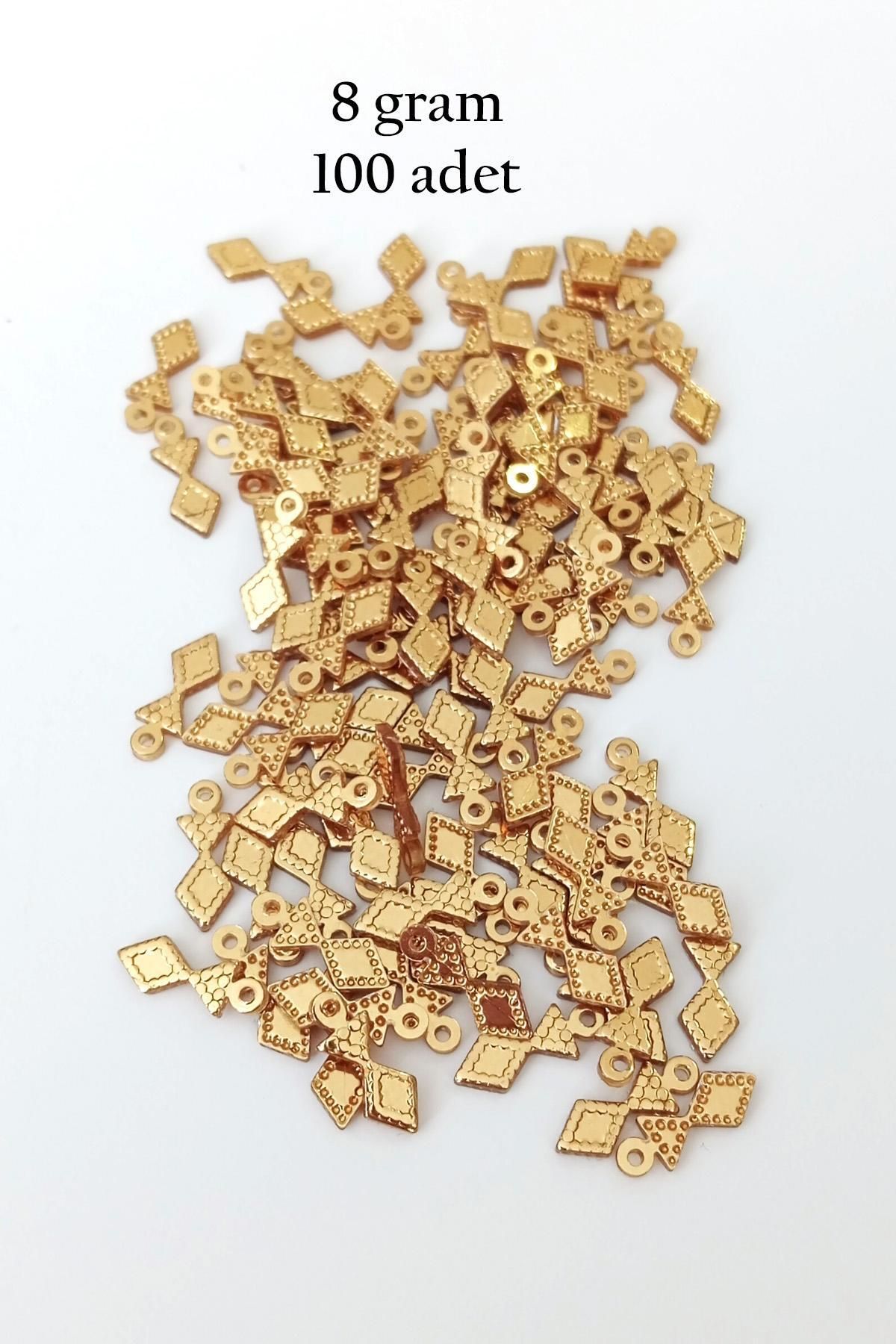 MBB ETİCARET Oya Abiye Bileklik Kolye Pleksi Metalik Plastik Pul Altın Renk 8 gram 100 adet - BNC476