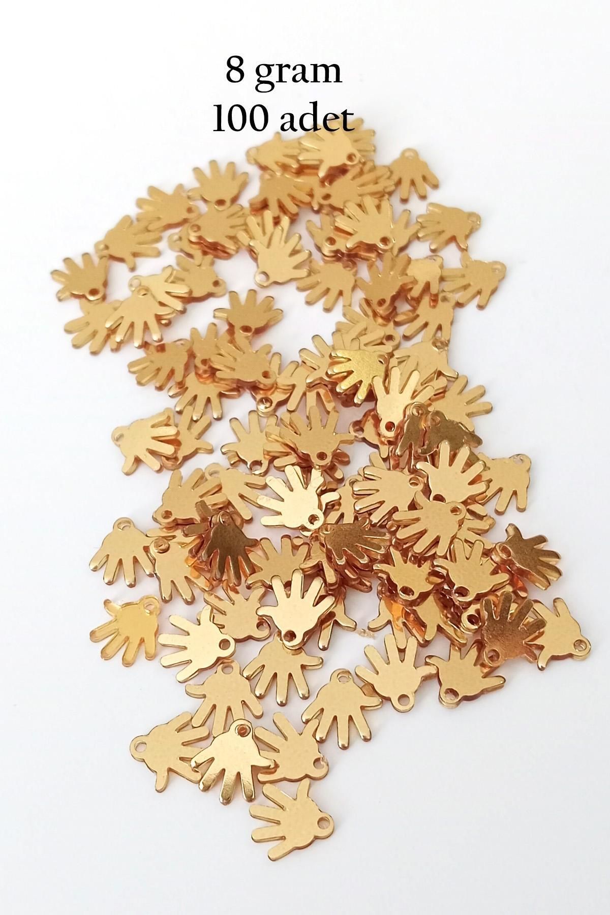 MBB ETİCARET Oya Abiye Bileklik Kolye Pleksi Metalik Plastik Pul Altın Renk 8 gram 100 adet - BNC485