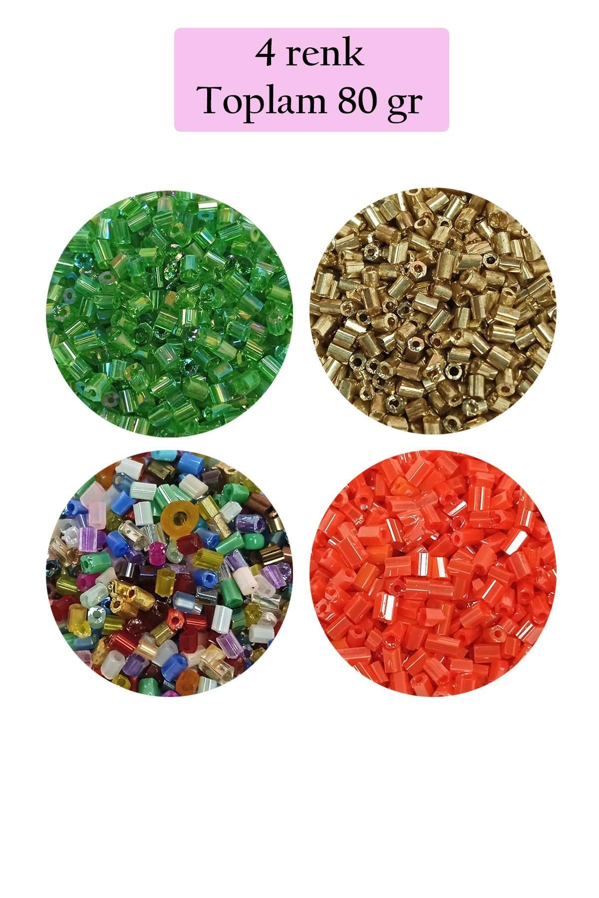 MBB ETİCARET Kesme Cam Boncuk 2mm - 4 Renk - Toplam 80 Gram - BNC436