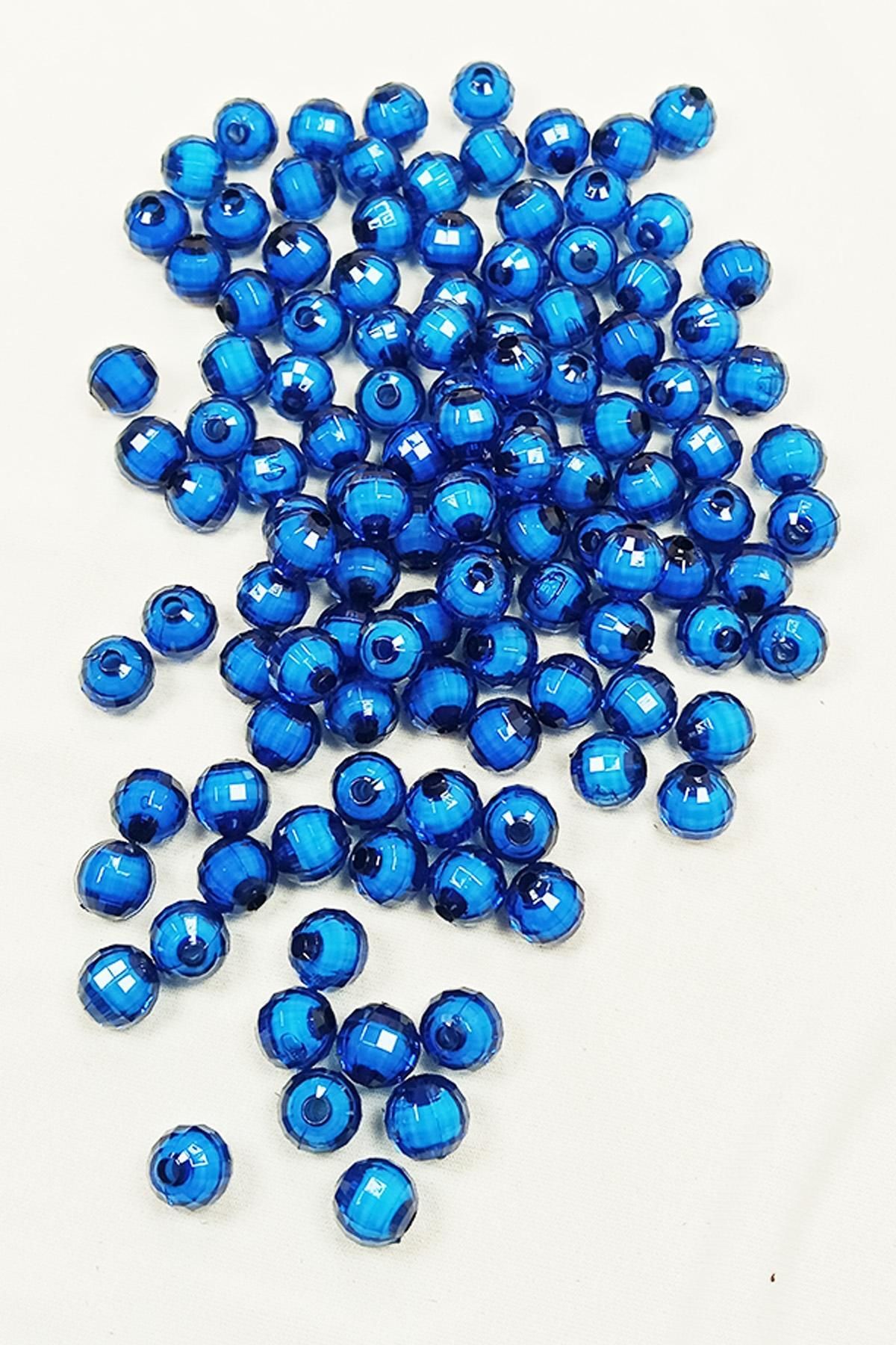 MBB ETİCARET Dünya Boncuk İçten Boncuklu Bileklik Çanta Boncuğu 10 mm 50 gr Mavi - BNC465