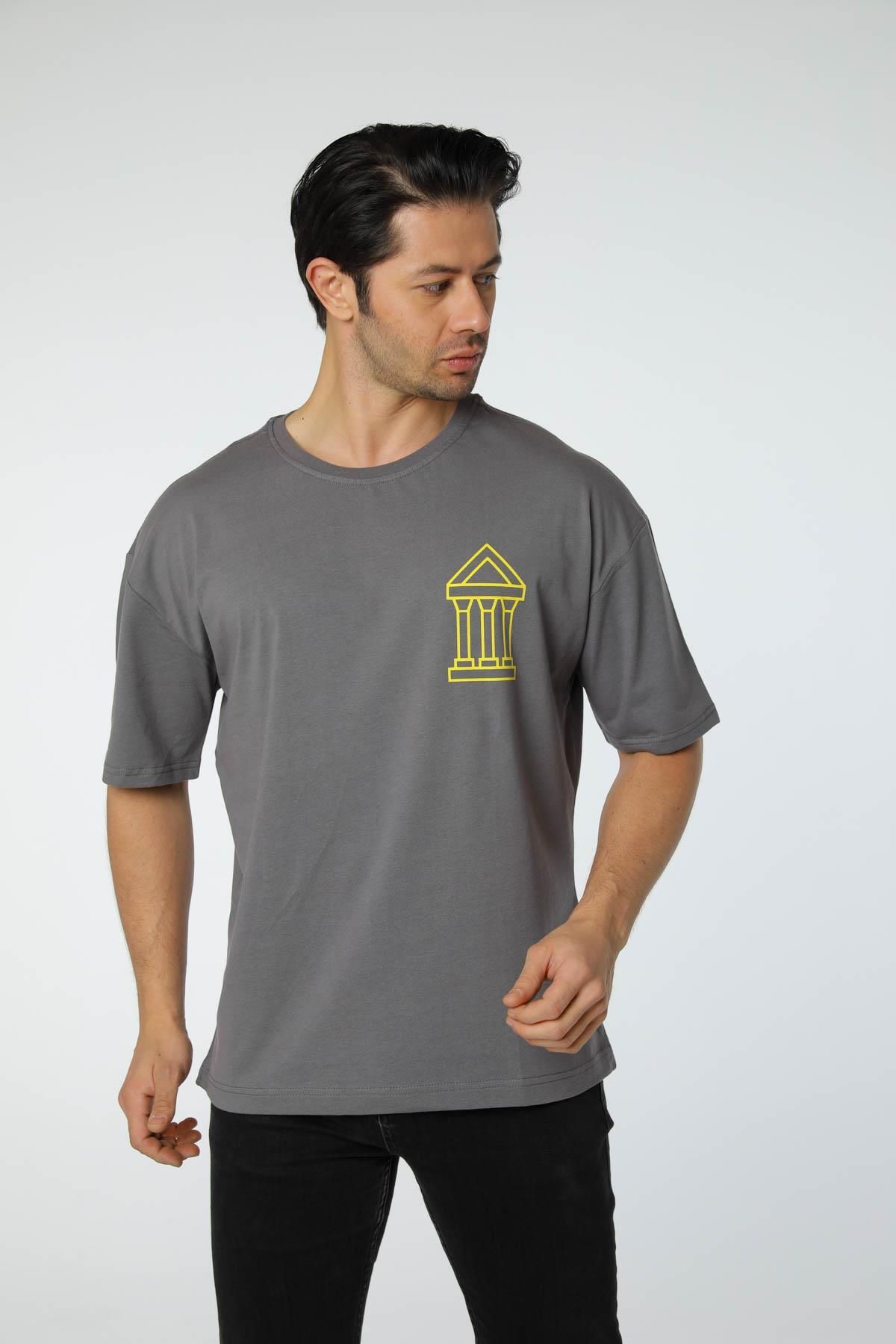 rugatchi Baskılı Oversize Bisiklet Yaka T-Shirt