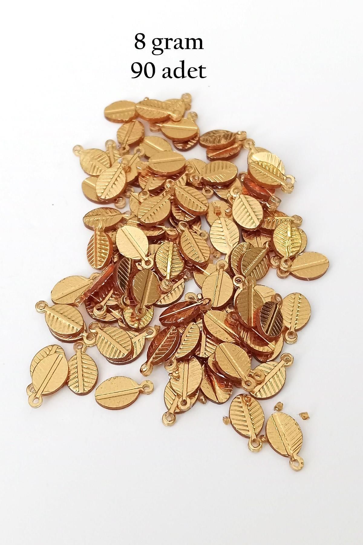 MBB ETİCARET Oya Abiye Bileklik Kolye Pleksi Metalik Plastik Pul Altın Renk 8 gram 90 adet - BNC478