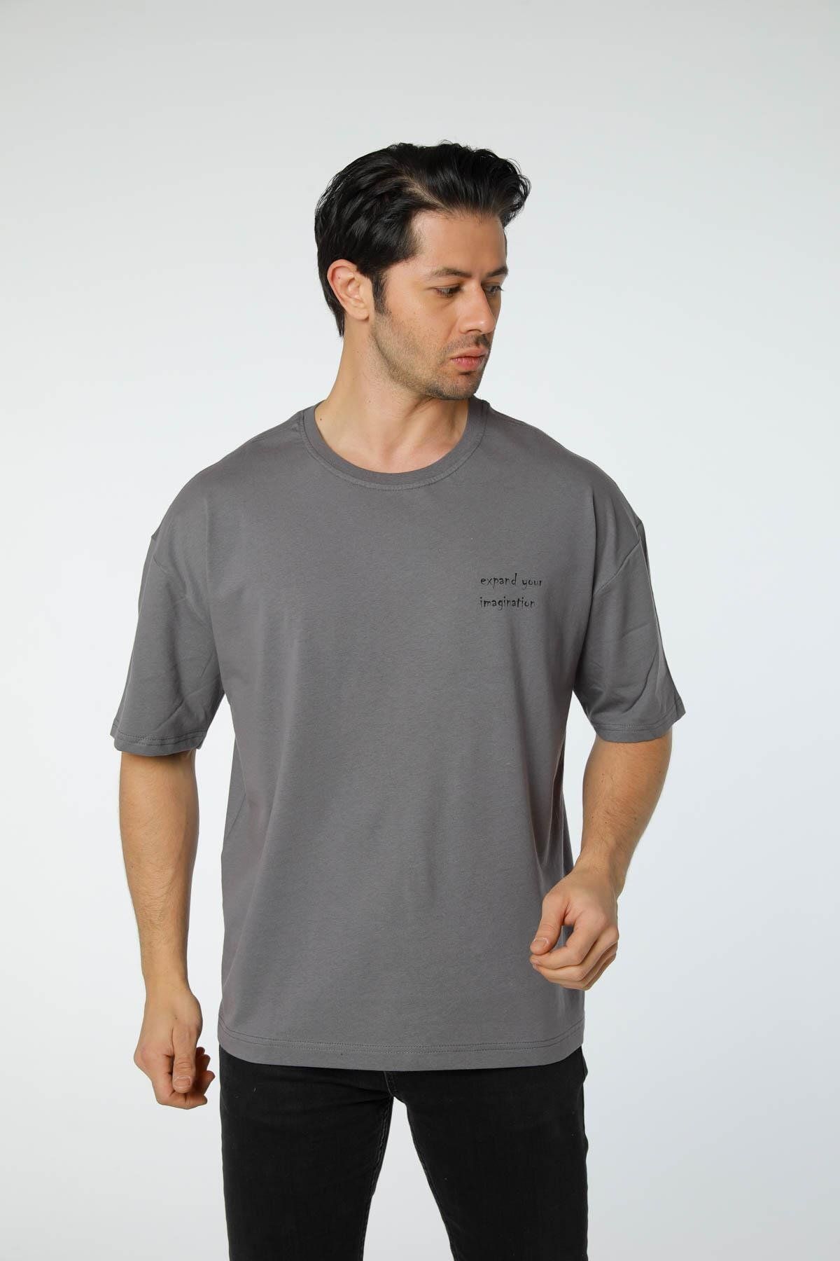 rugatchi Baskılı Oversize Bisiklet Yaka T-Shirt