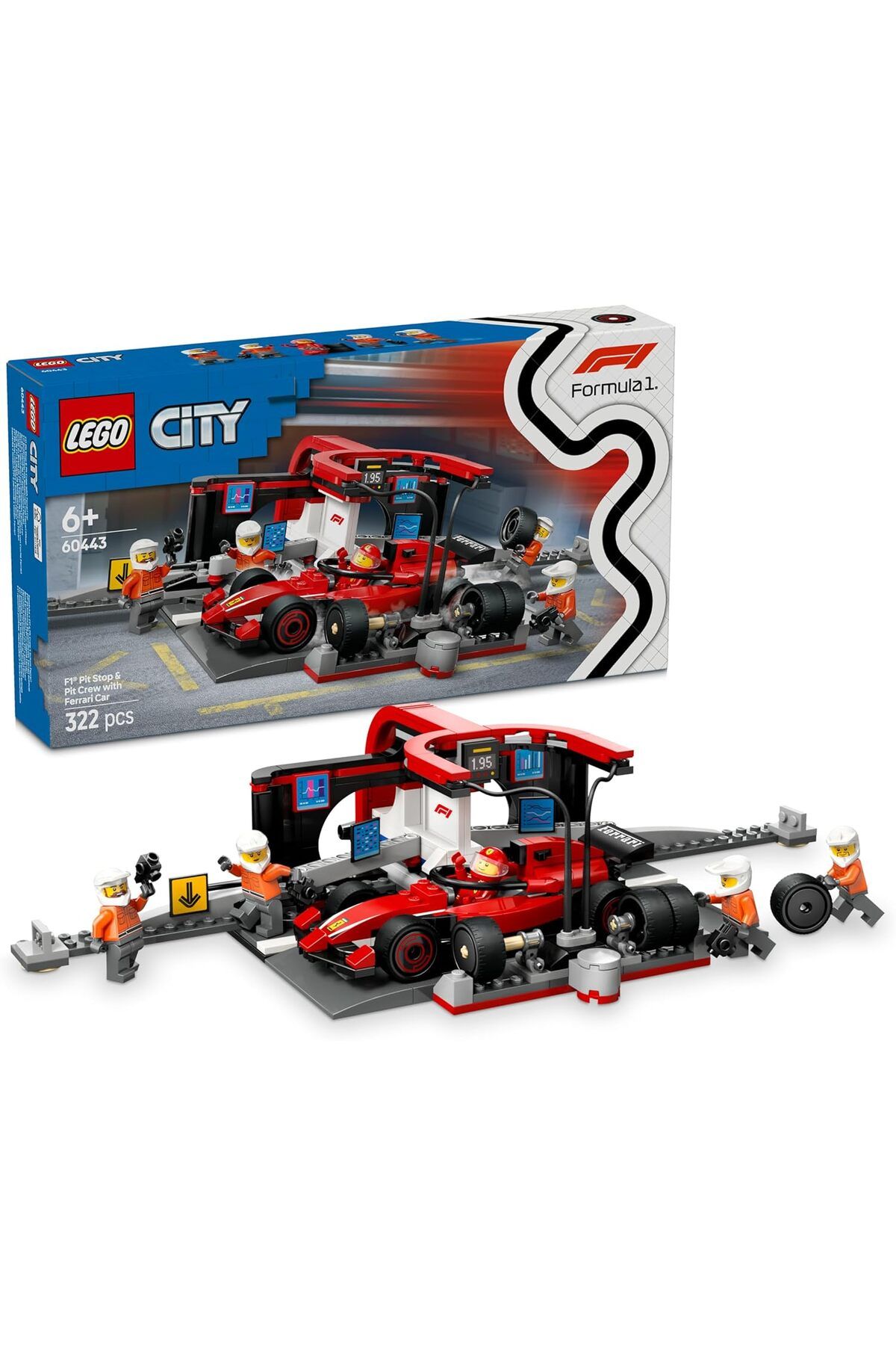 STOREMAX sellbuystore City Ferrari Arabalı F1 Pit Stop ve Pit Ekibi 60443-6 Yaş ve Üzeri Çocuklar için Y