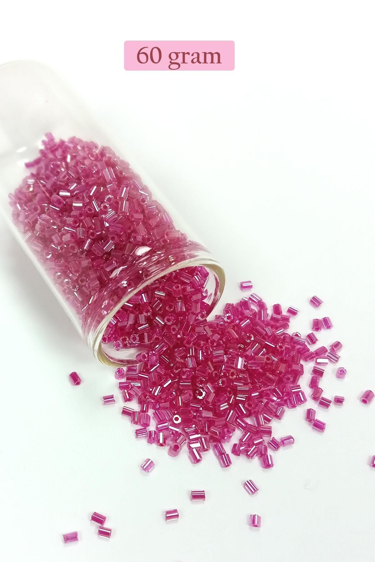 MBB ETİCARET Kesme Cam Boncuk 2mm - 60 Gram - Şeffaf Koyu Pembe - BNC394