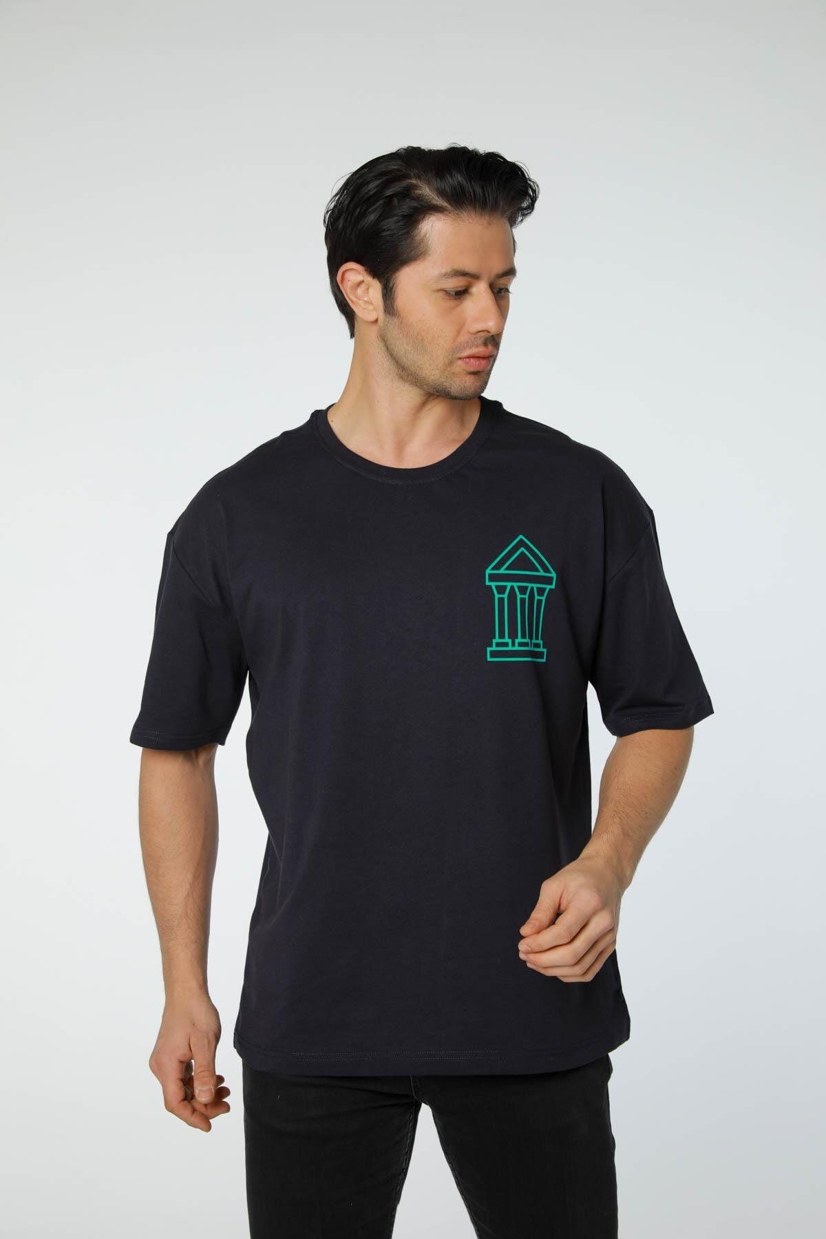 rugatchi Baskılı Oversize Bisiklet Yaka T-Shirt