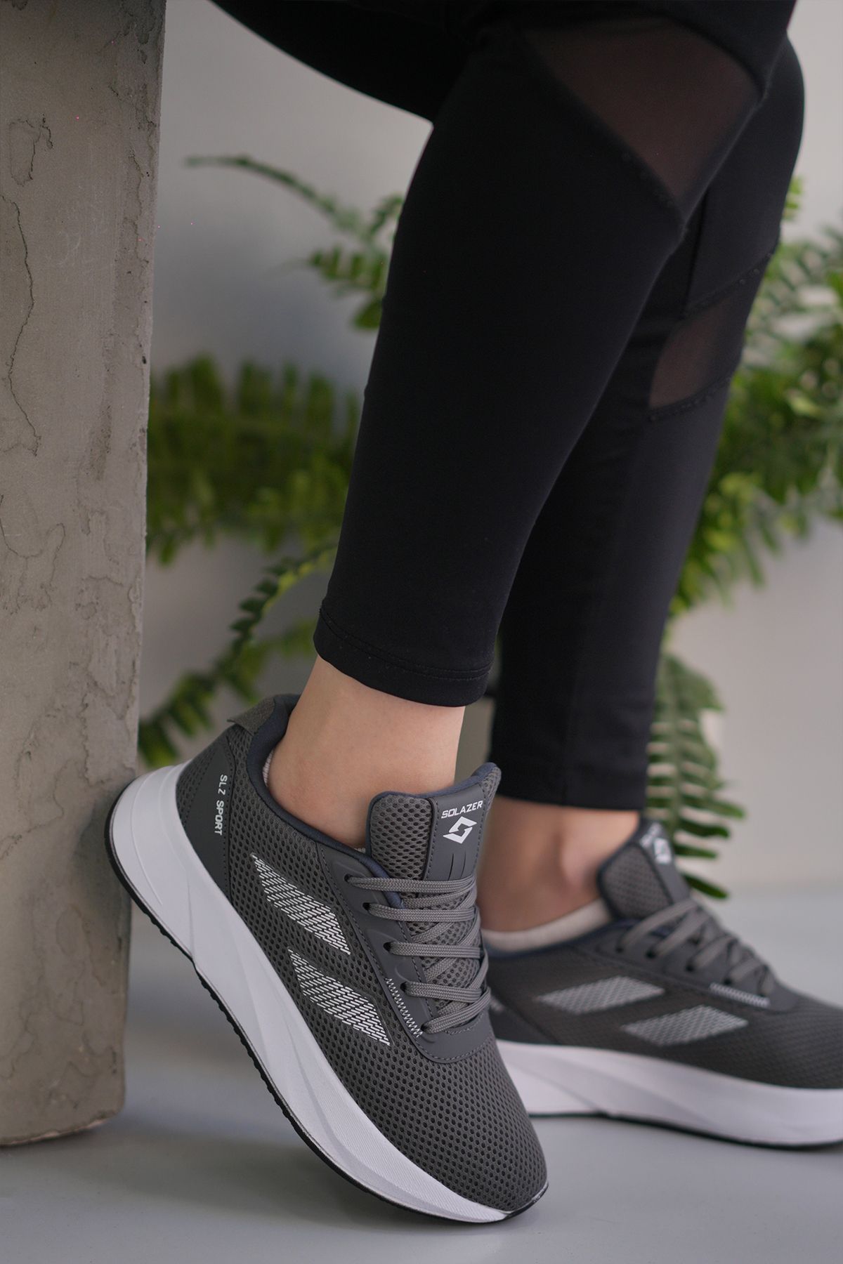 SOLAZER Kadın - Füme Beyaz Sneaker Günlük Spor Ayakkabı 052