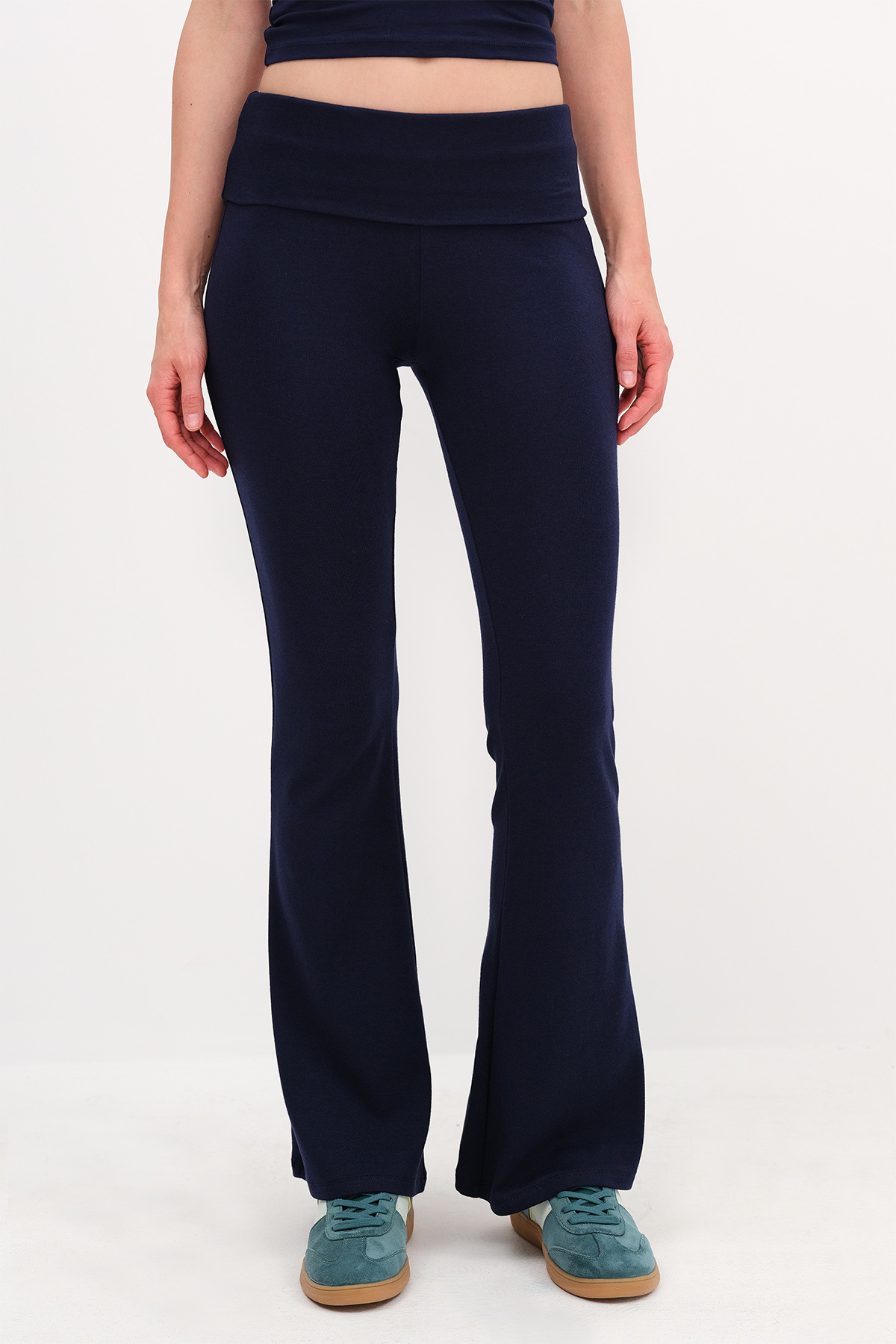 Addax-Folded Waistband Modal Leggings Tyt1700-W7 6