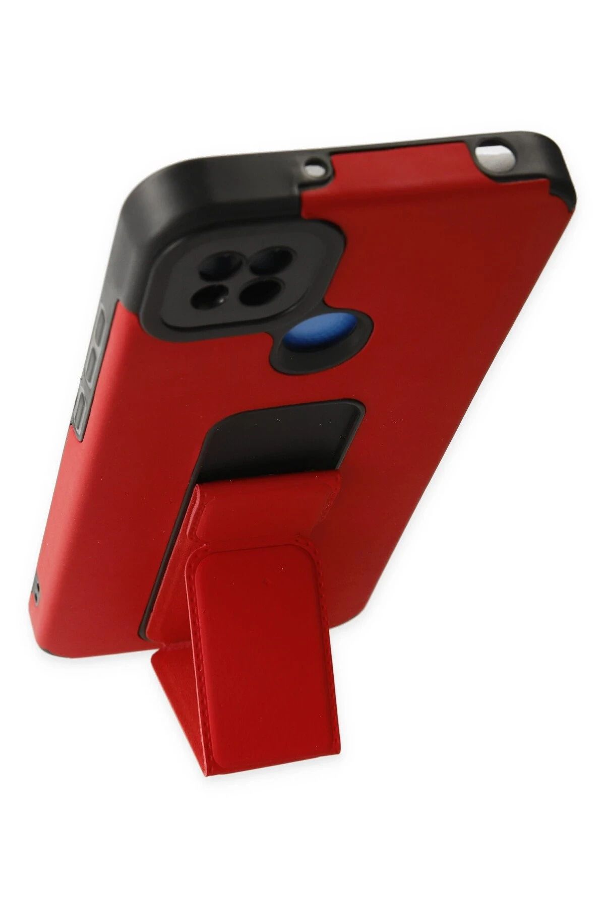 NewFace Xiaomi Redmi 9C Kılıf Mega Standlı Silikon - Kırmızı SVLRS