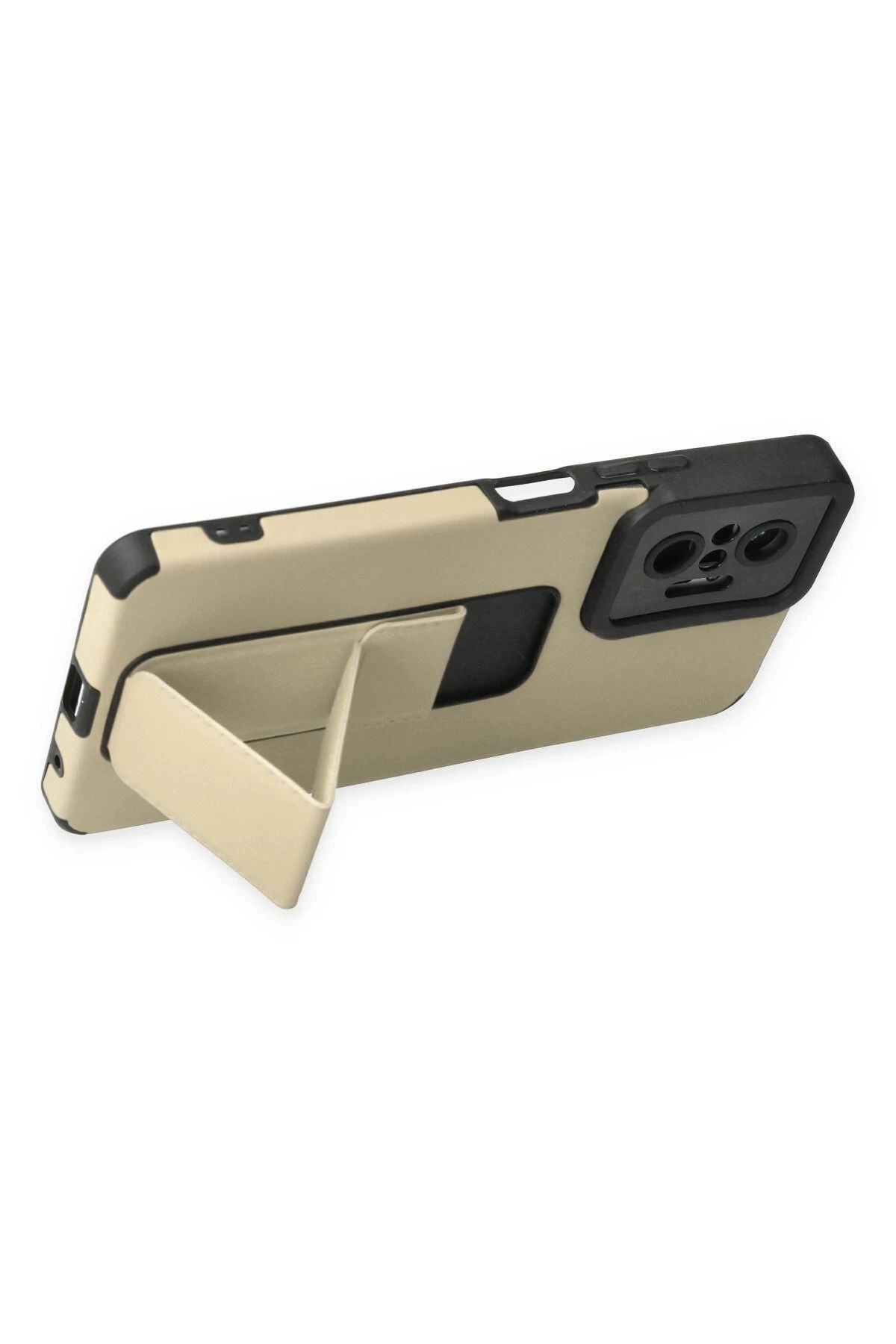 NewFace Xiaomi Redmi Note 10 Pro Kılıf Mega Standlı Silikon - Gold SVLRS