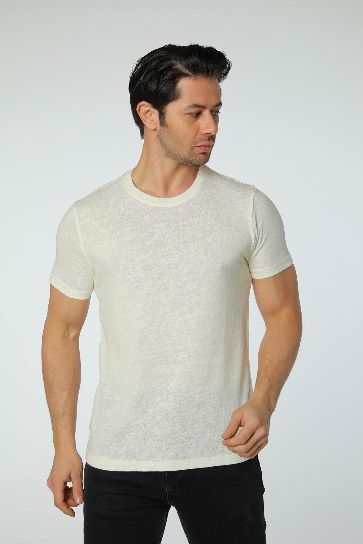 rugatchi Keten Bisiklet Yaka T-Shirt