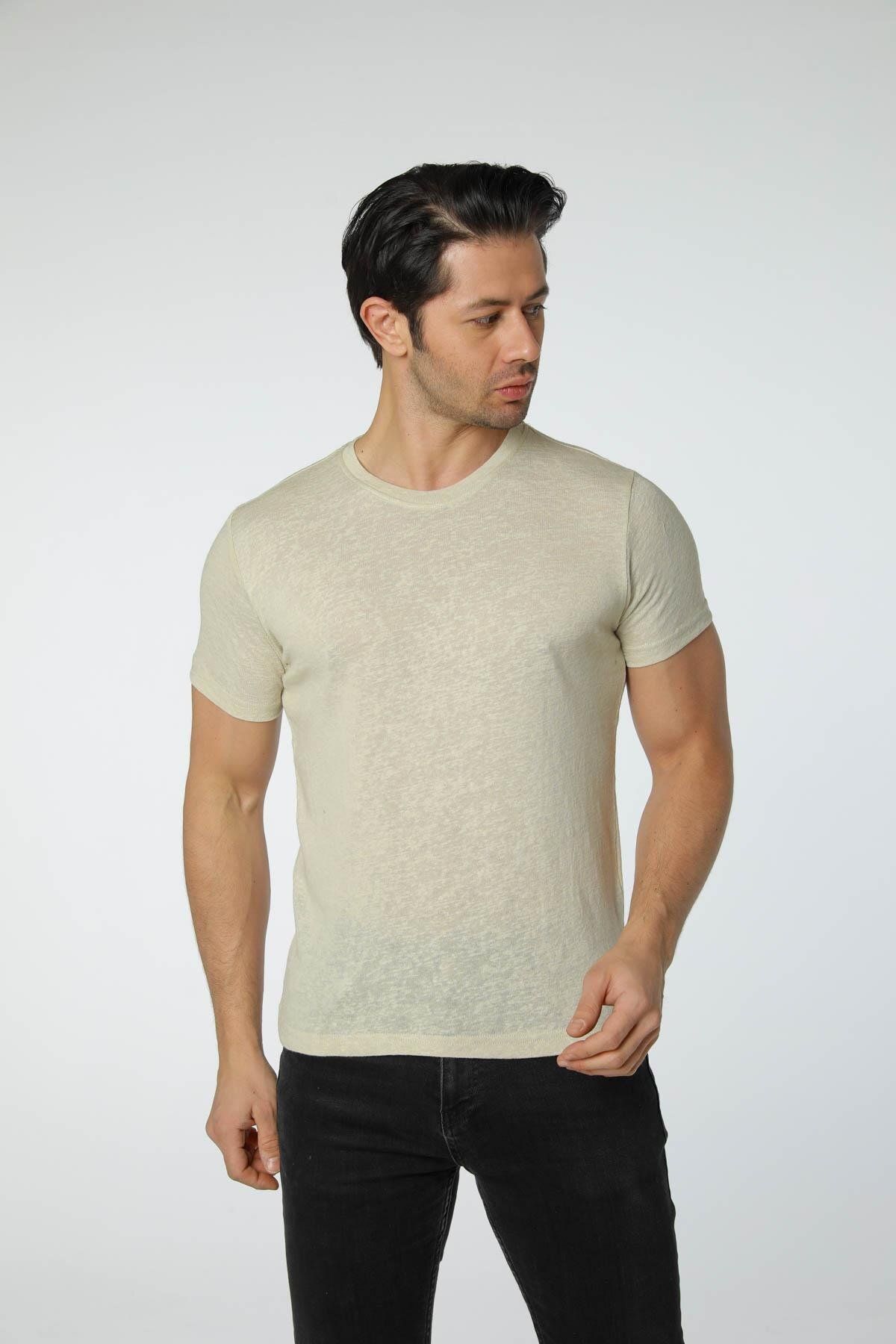 rugatchi Keten Bisiklet Yaka T-Shirt