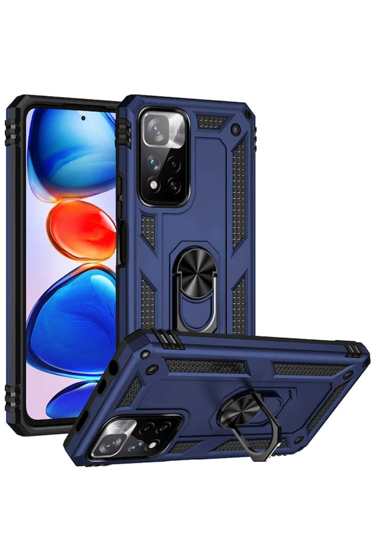 NewFace Xiaomi Redmi Note 11 Pro Plus 5G Kılıf Sofya Yüzüklü Silikon Kapak - Lacivert SVLRS