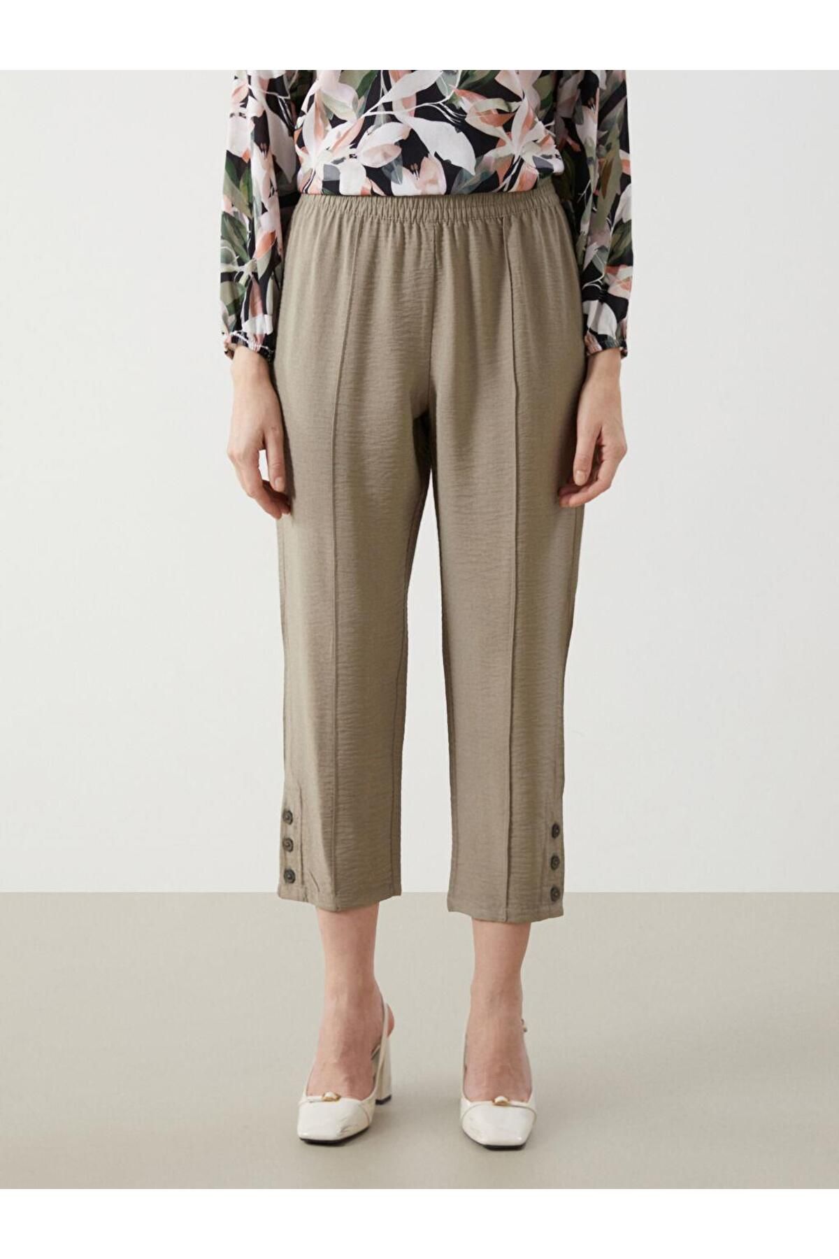 LC Waikiki-Pantaloni de damă cu aspect de in cu talie elastică (S5) 2