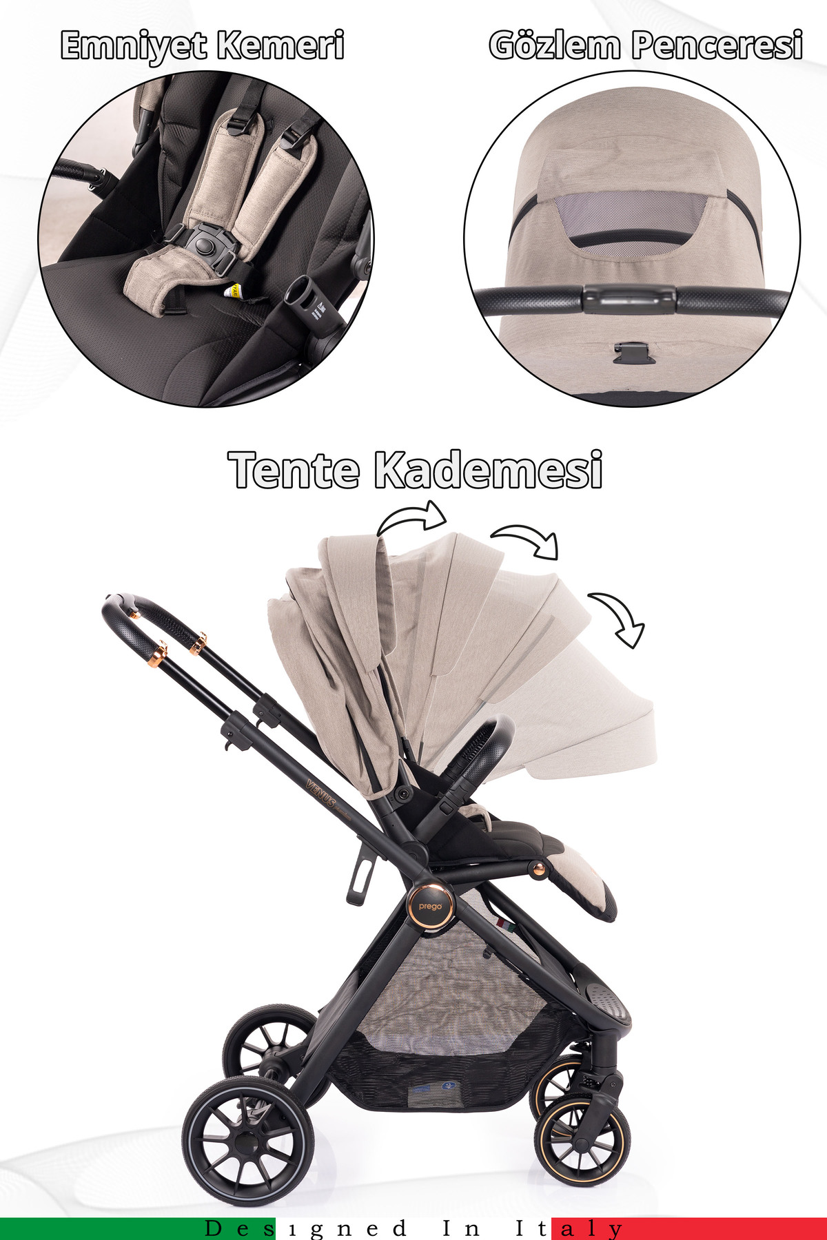 Prego Venüs Premium UV Tenteli Travel Sistem Bebek Arabası fotoğrafı 7 (önizleme)