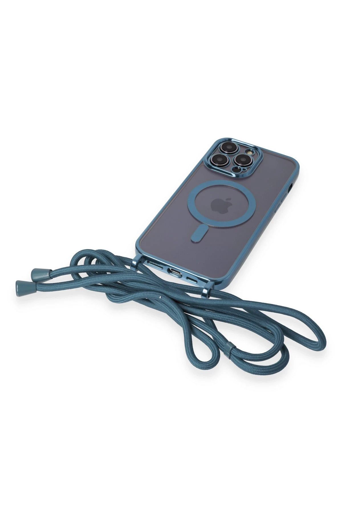 NewFace iPhone 13 Pro Max Kılıf  uyumlu Divo Lazer Askılı Magsafe Kapak - Sierra Blue SVLRS