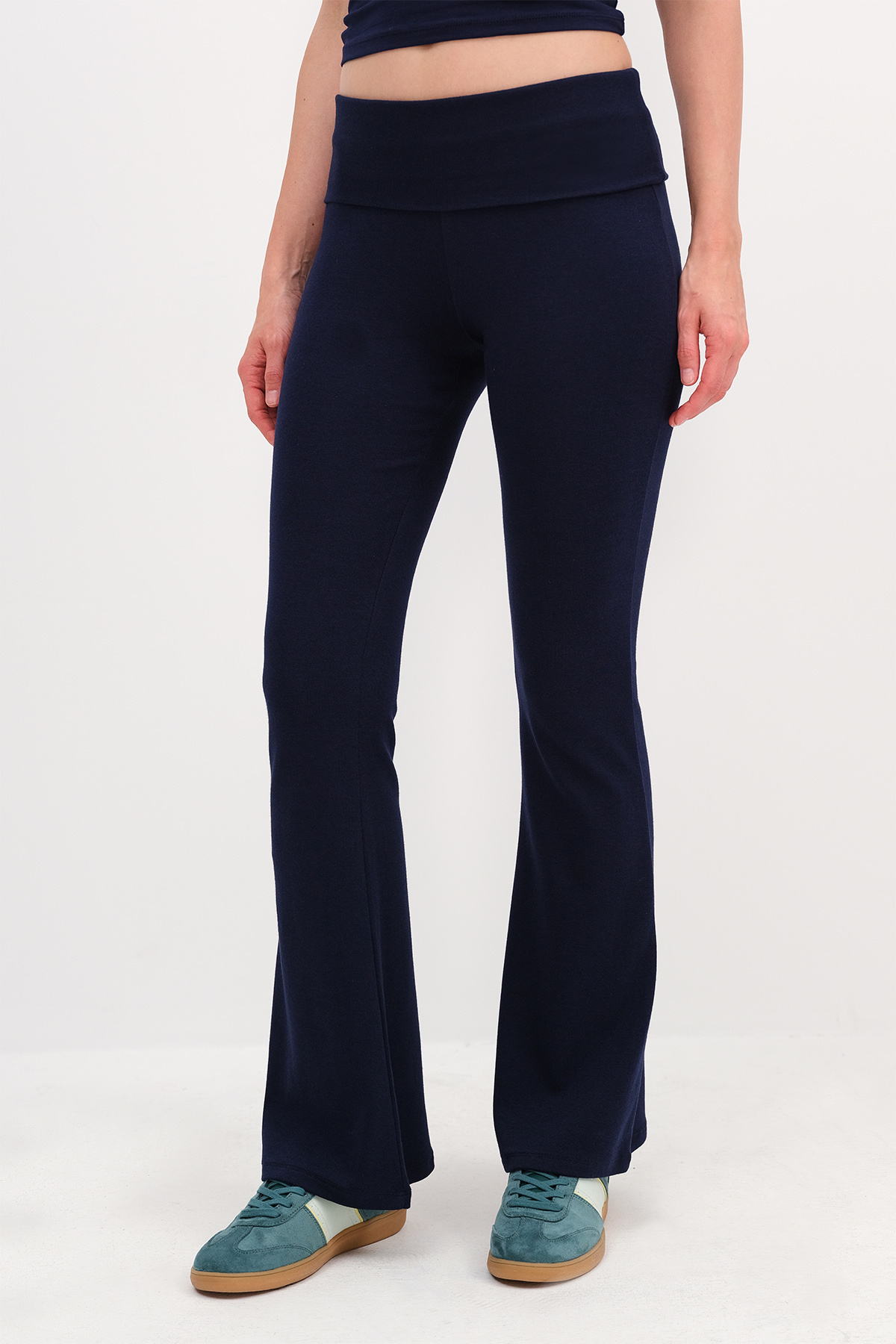 Addax-Folded Waistband Modal Leggings Tyt1700-W7 2