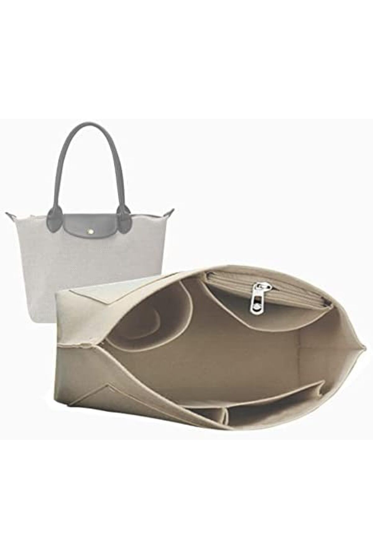 LCK-Lckaey tote bag organizer insert for Longchamp le pliage large tote insert felt purse zipper bag org 4