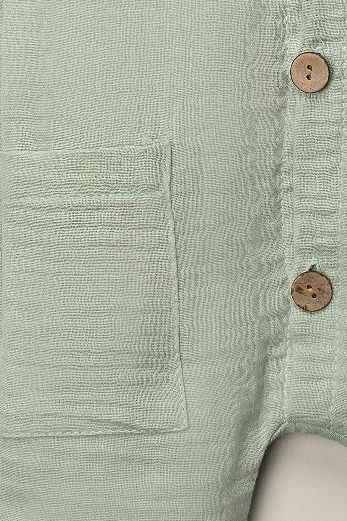 Mai Perla Organik Müslin Yazlık Naturel Cepli Bebek Tulum fotoğrafı 3 (önizleme)