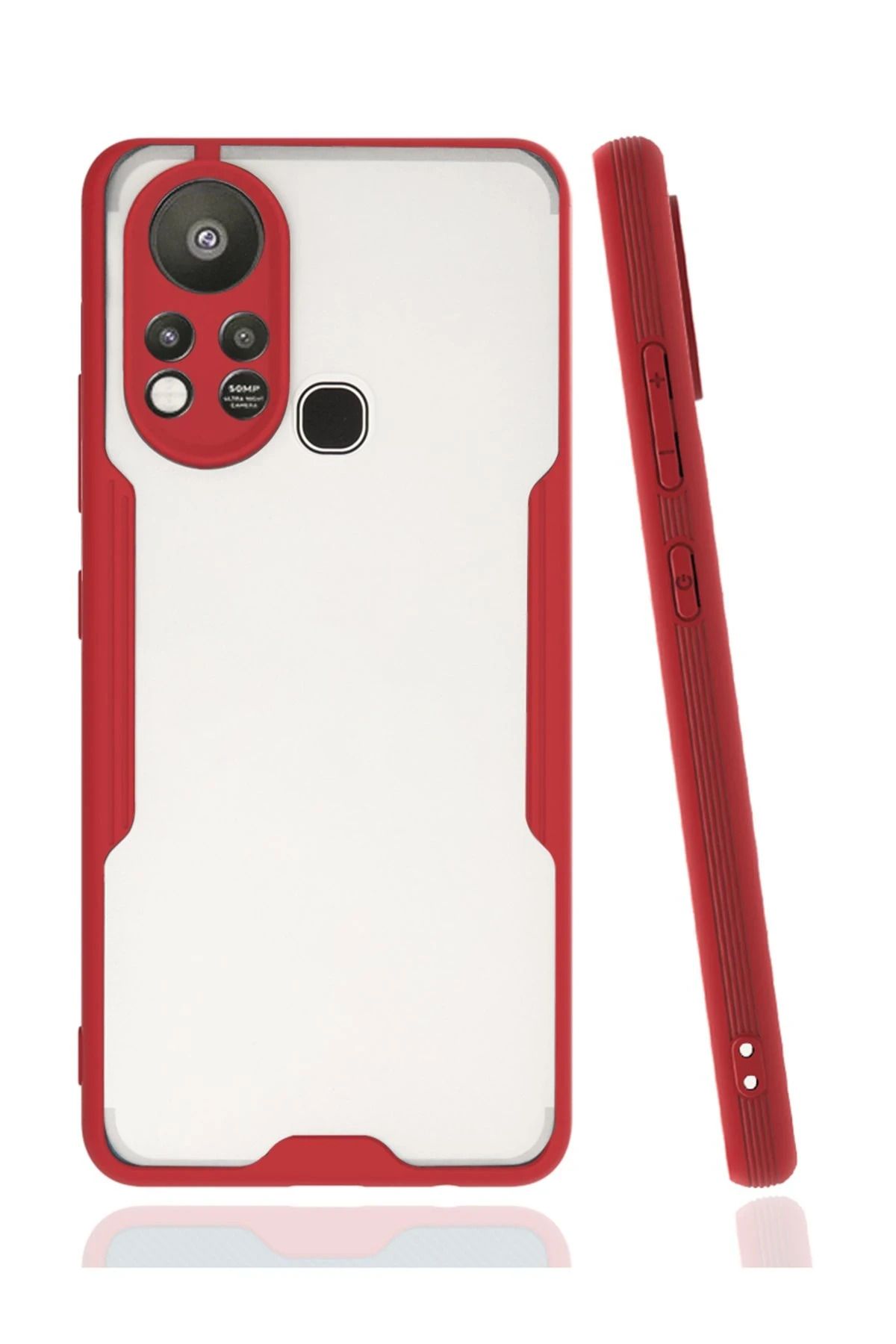 NewFace İnfinix Hot 11s Kılıf Platin Silikon - Kırmızı SVLRS