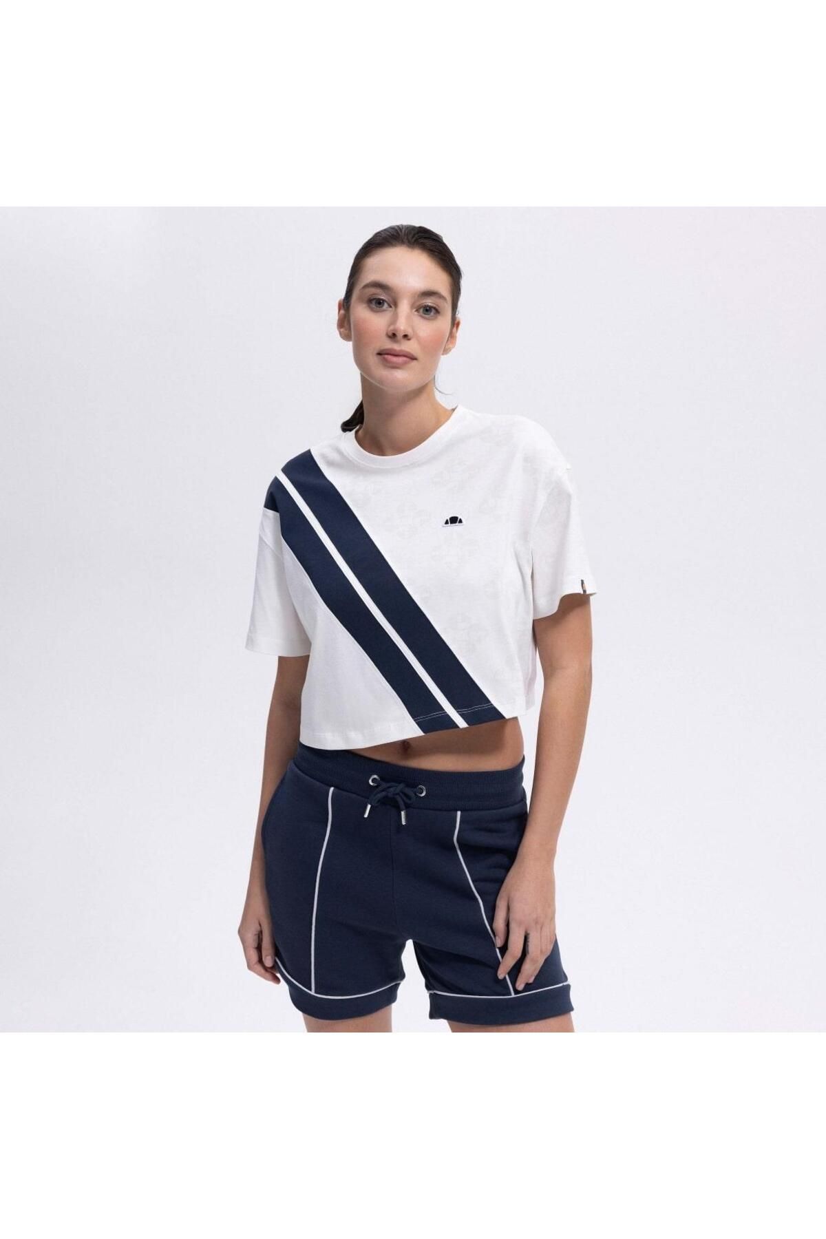 Ellesse EF376-OF Crop Kadın T-Shirt - Kırık Beyaz
