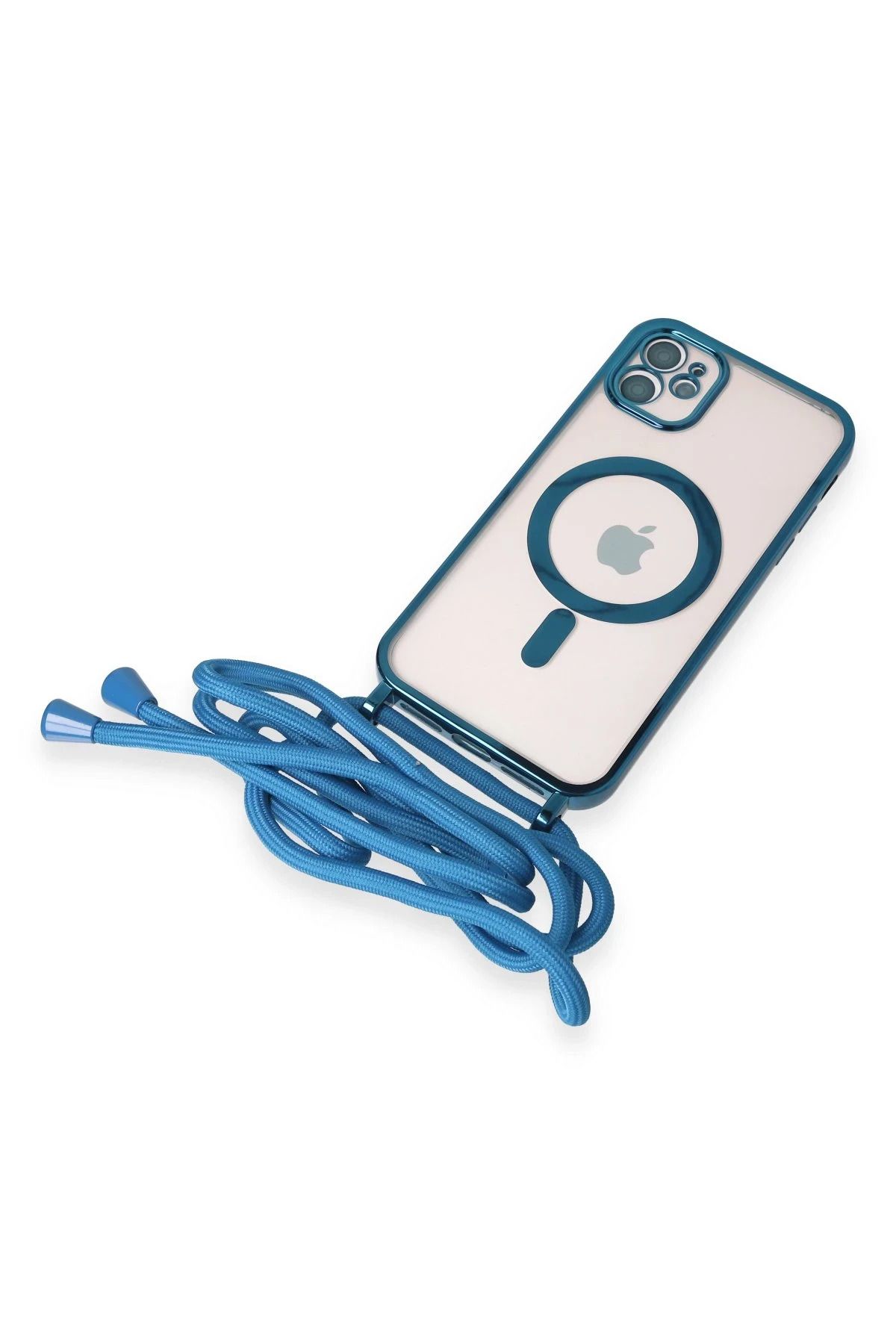 NewFace iPhone 12 Kılıf Divo Lazer Askılı Magsafe Kapak - Sierra Blue GLSTD