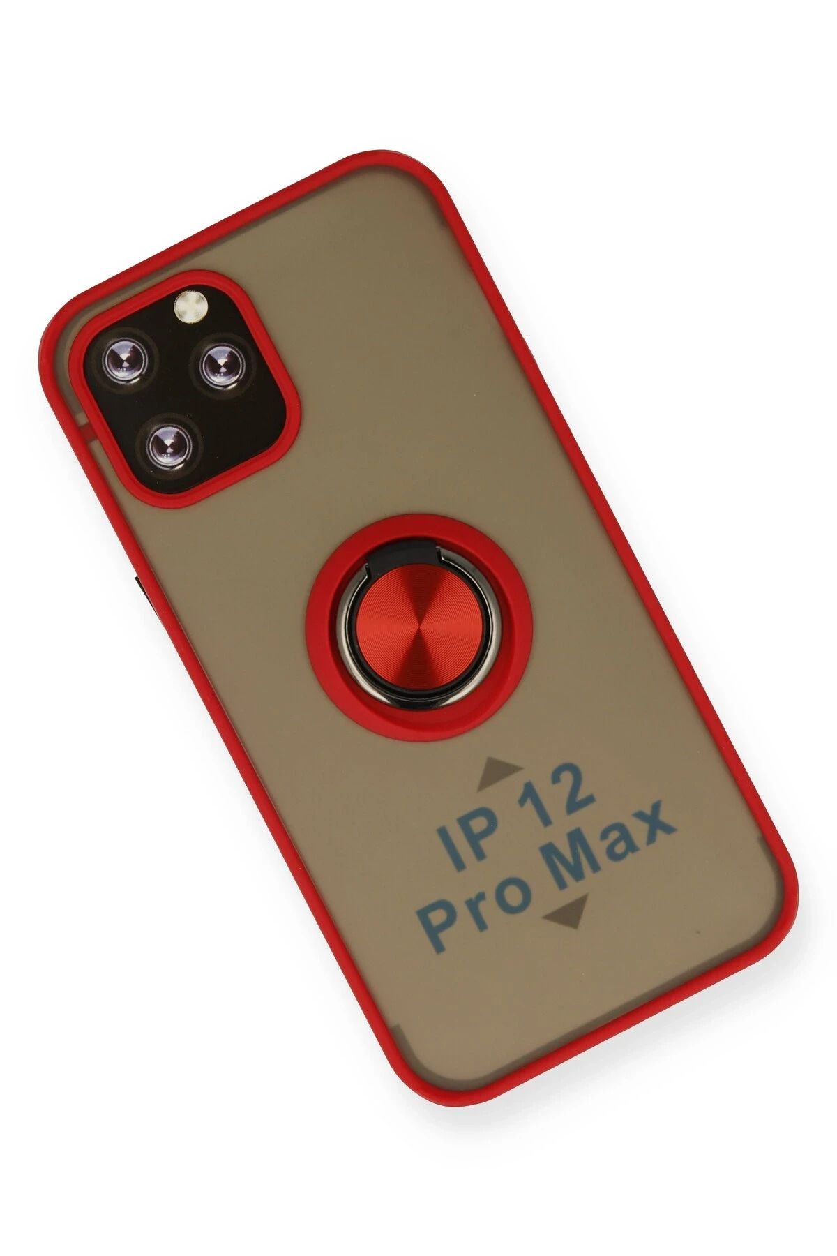 NewFace iPhone 12 Pro Max Kılıf Montreal Yüzüklü Silikon Kapak - Kırmızı SVLRS