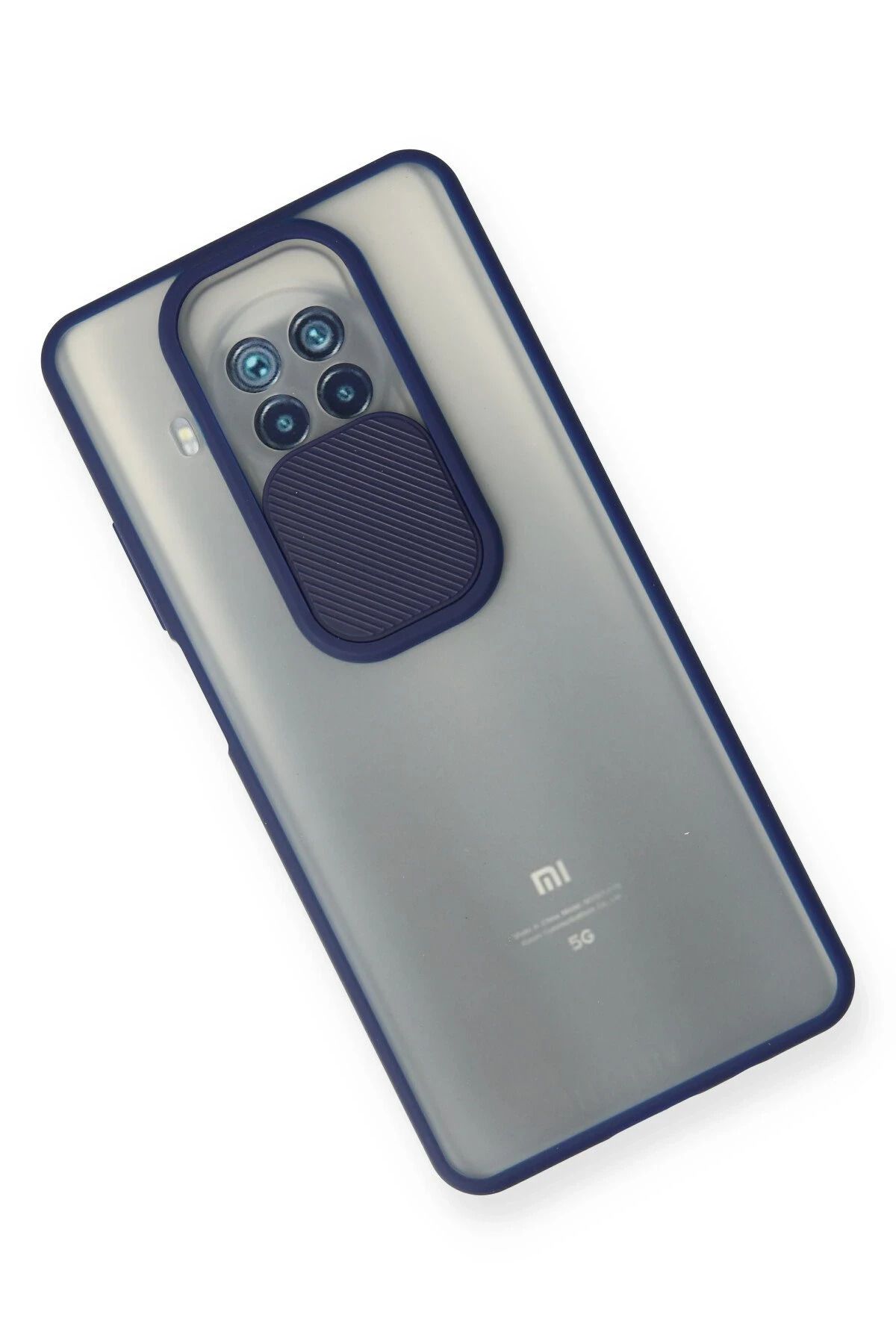 NewFace Xiaomi Mi 10T Lite Kılıf Palm Buzlu Kamera Sürgülü Silikon - Lacivert SVLRS
