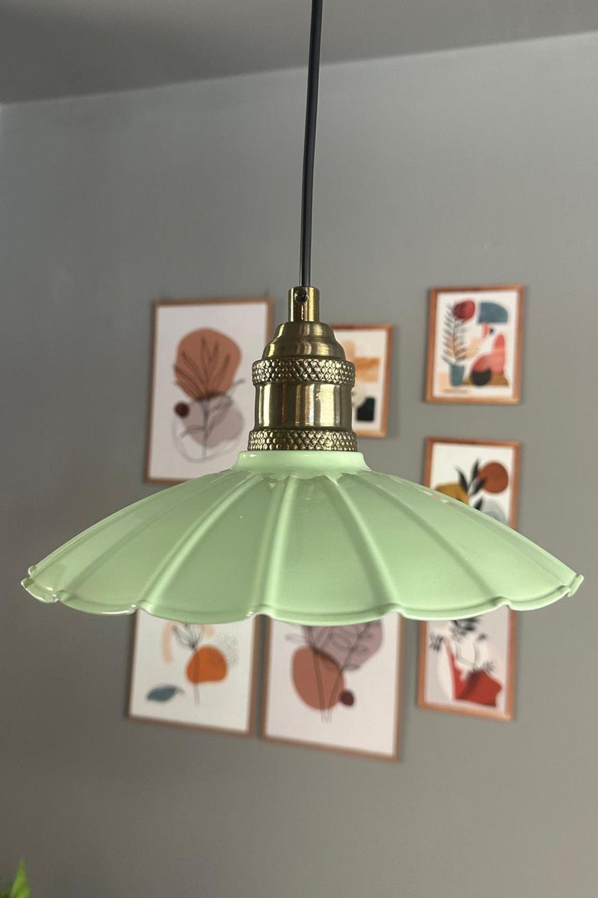 Bamyum Risso Mint Metal Avize Tekli Lale Başlık Mutfak Modern Dekoratif Sarkıt Aydınlatma