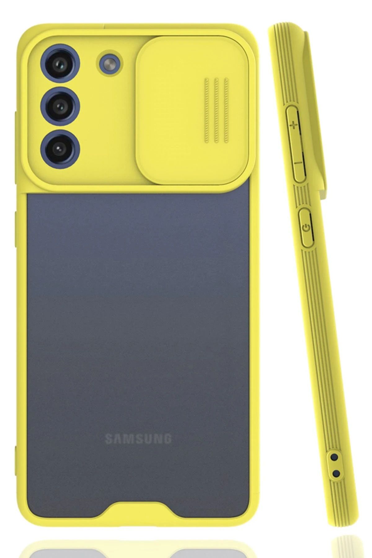 NewFace Samsung Galaxy S21 FE Kılıf Platin Kamera Koruma Silikon - Sarı SVLRS