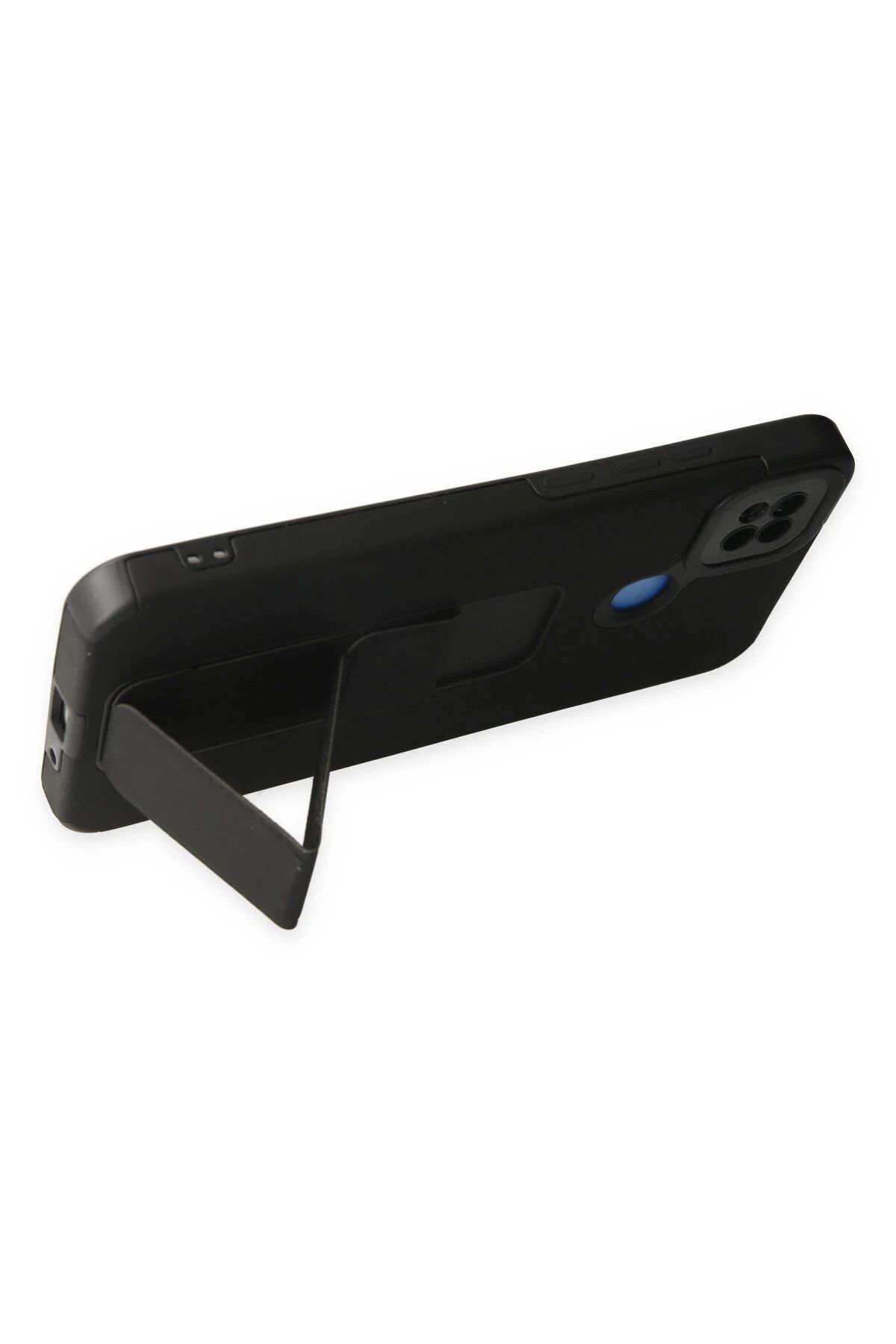 NewFace Xiaomi Redmi 9C Kılıf Mega Standlı Silikon - Siyah SVLRS