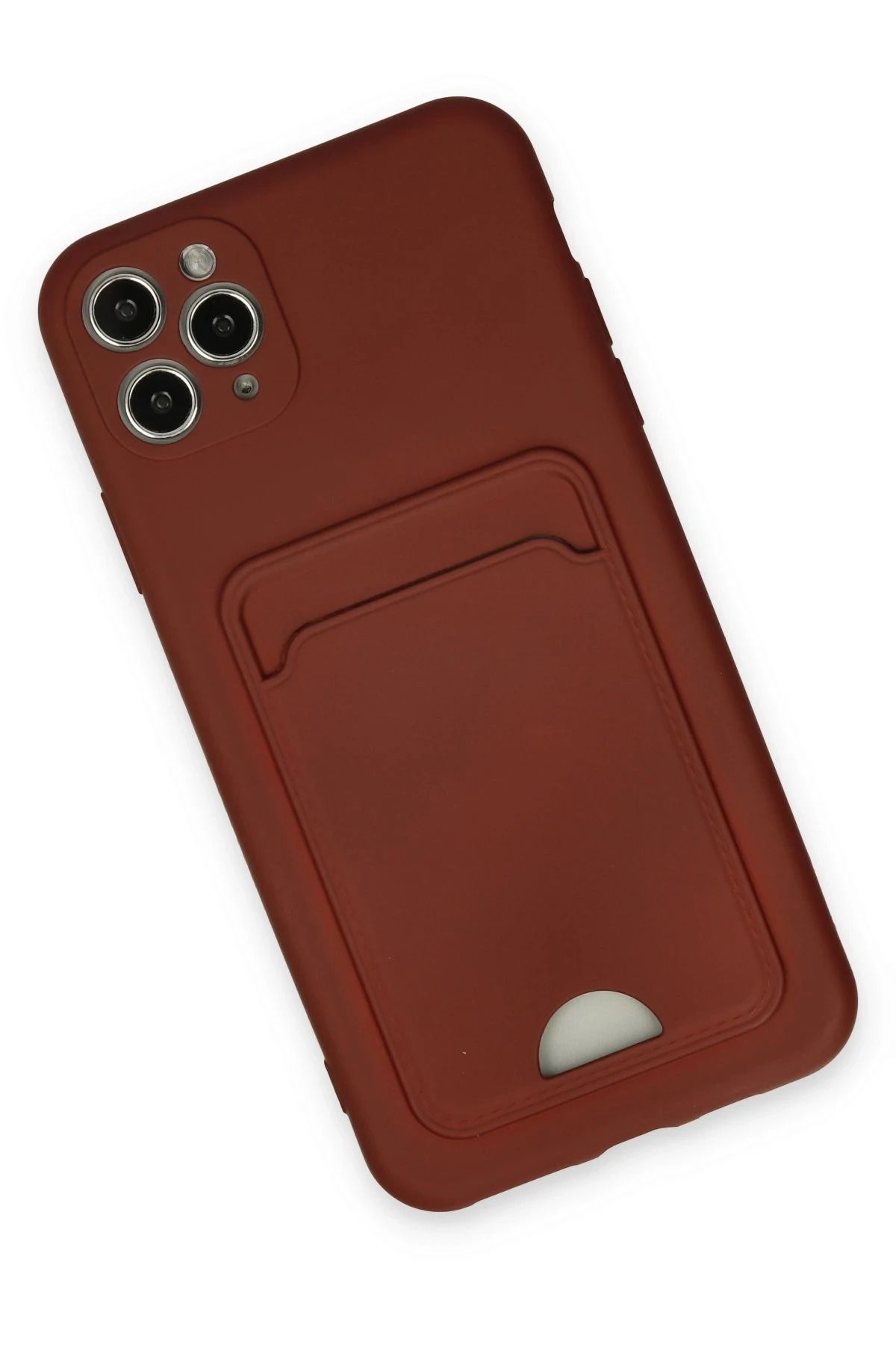 NewFace iPhone 11 Pro Max Kılıf Kelvin Kartvizitli Silikon - Bordo SVLRS