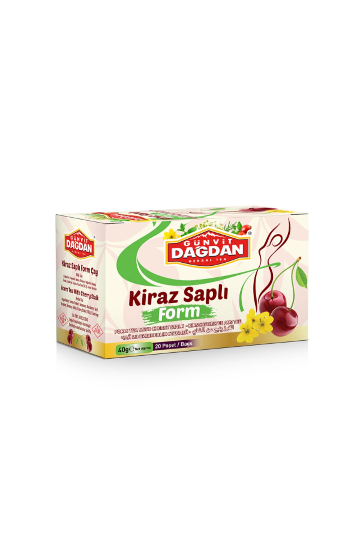 GÜNVİT DAĞDAN Kiraz Saplı Form Çayı Bardak Poşet 20’li