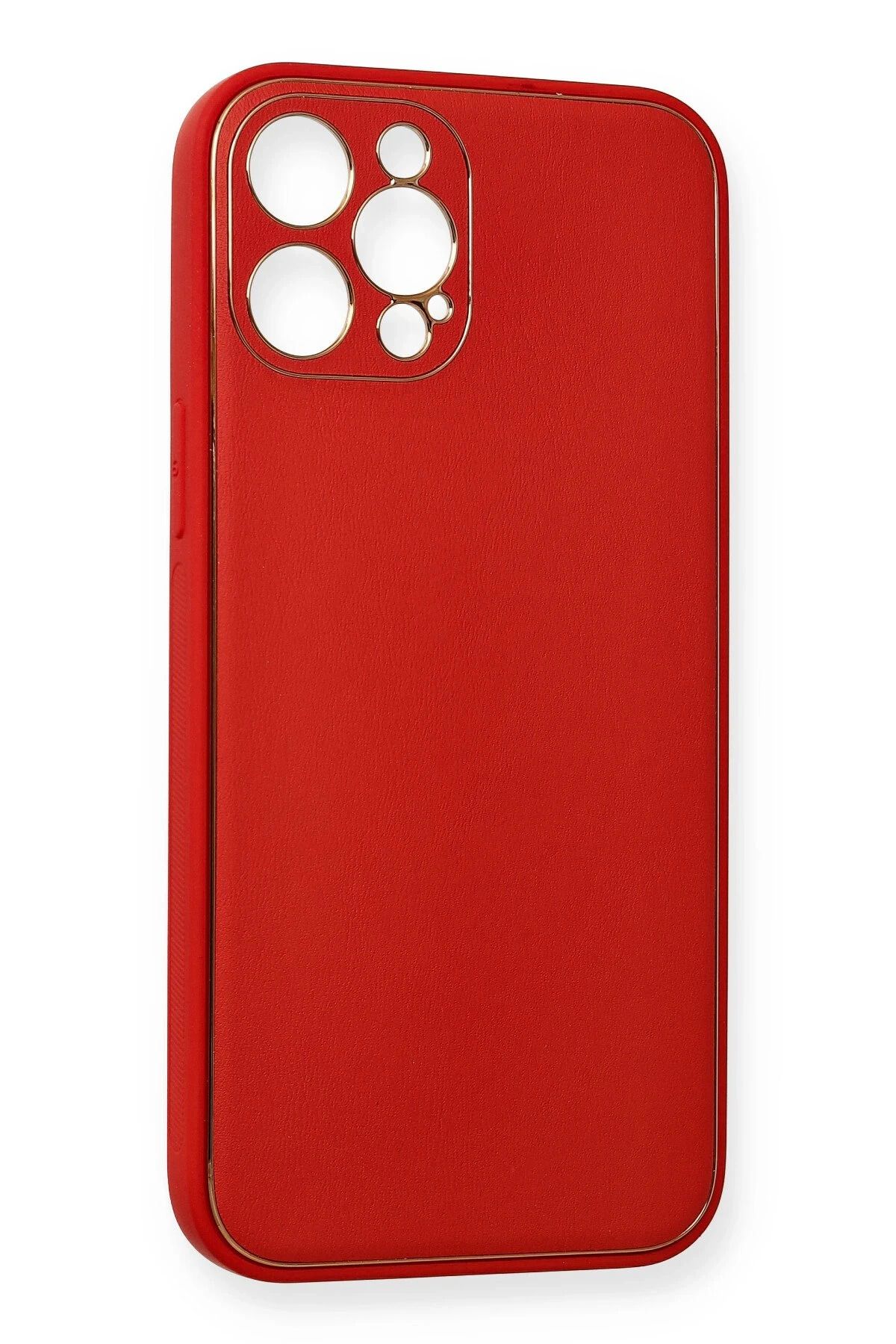 NewFace iPhone 12 Pro Max Kılıf Coco Deri Silikon Kapak - Kırmızı WLZOR