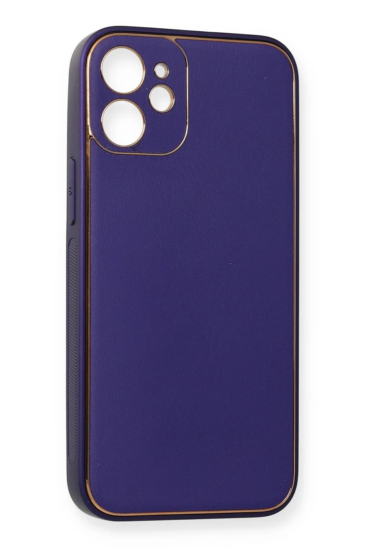NewFace iPhone 12 Kılıf Coco Deri Silikon Kapak - Mor NRMSA