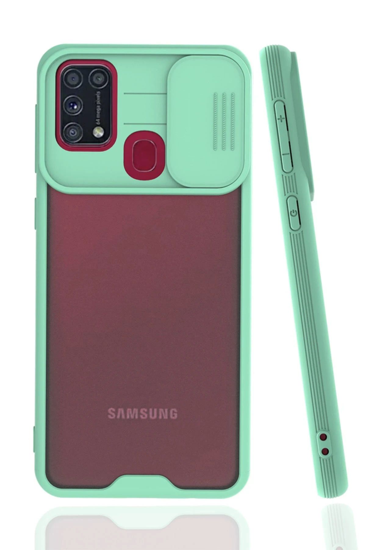 NewFace Samsung Galaxy M31 Kılıf Platin Kamera Koruma Silikon - Açık Yeşil SVLRS
